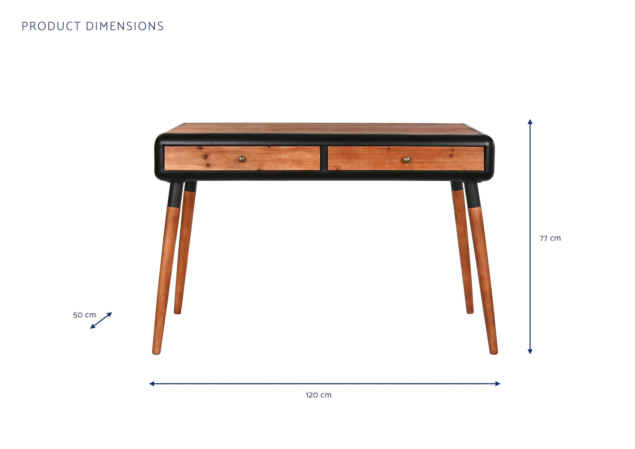 Console de metal Fir 120X50X77 Marrom Escuro