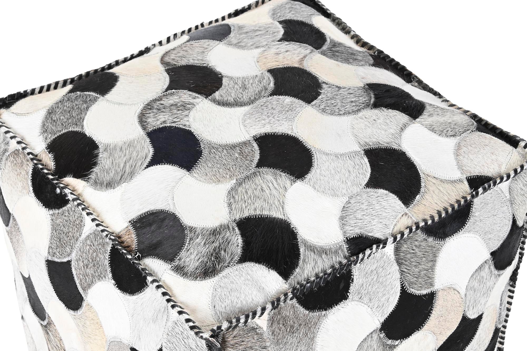 Polyester Leather Pouf 45X45X40 Brown Rhombuses