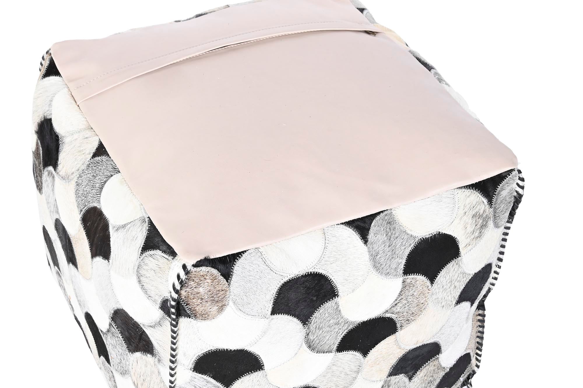 Polyester Leather Pouf 45X45X40 Brown Rhombuses