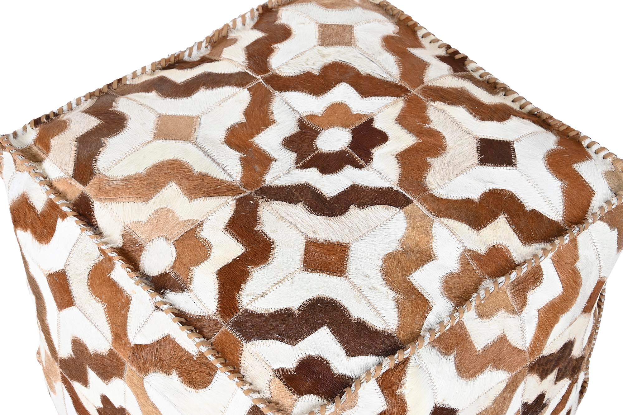 Polyester Leather Pouf 45X45X40 Brown Rhombuses