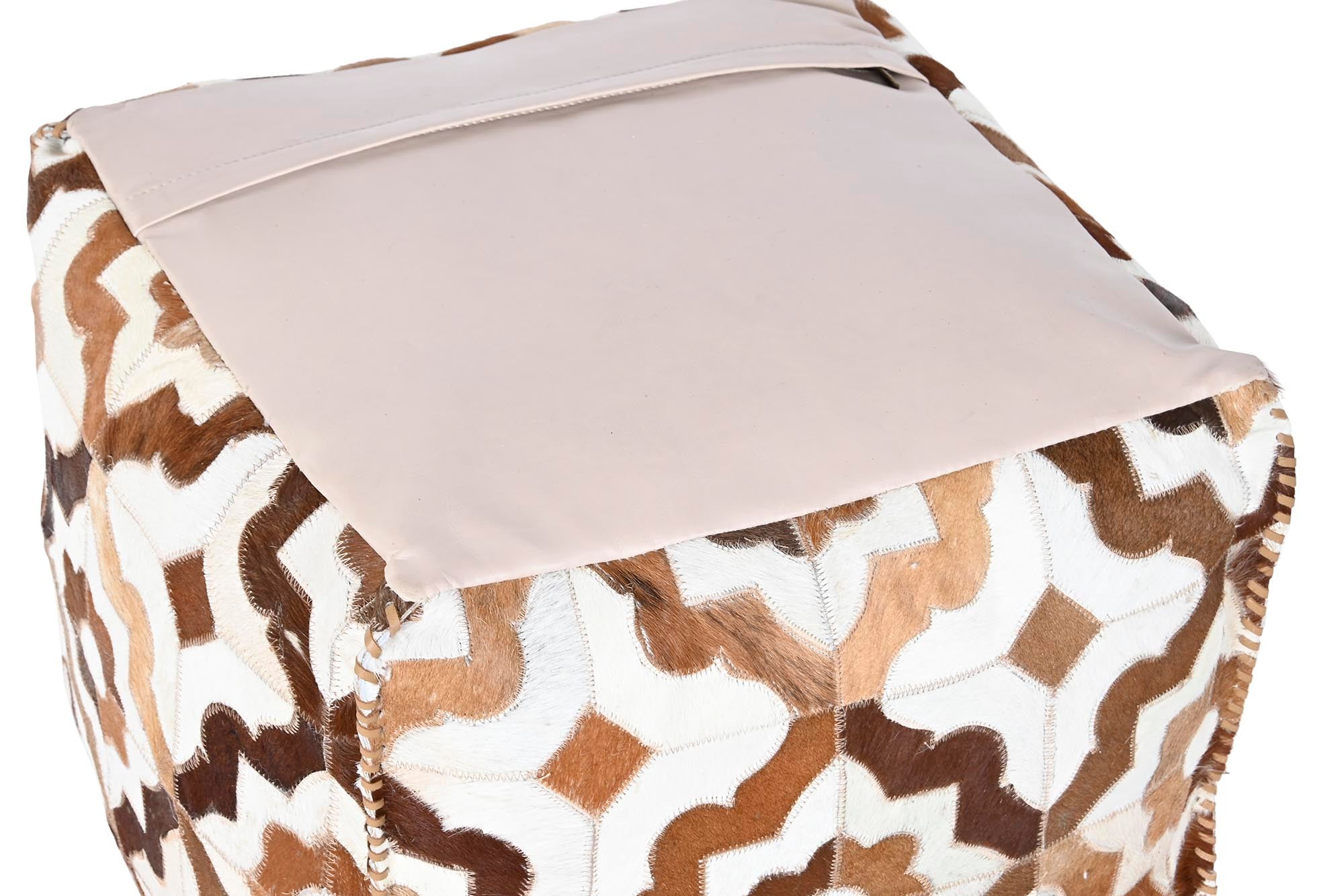 Polyester Leather Pouf 45X45X40 Brown Rhombuses