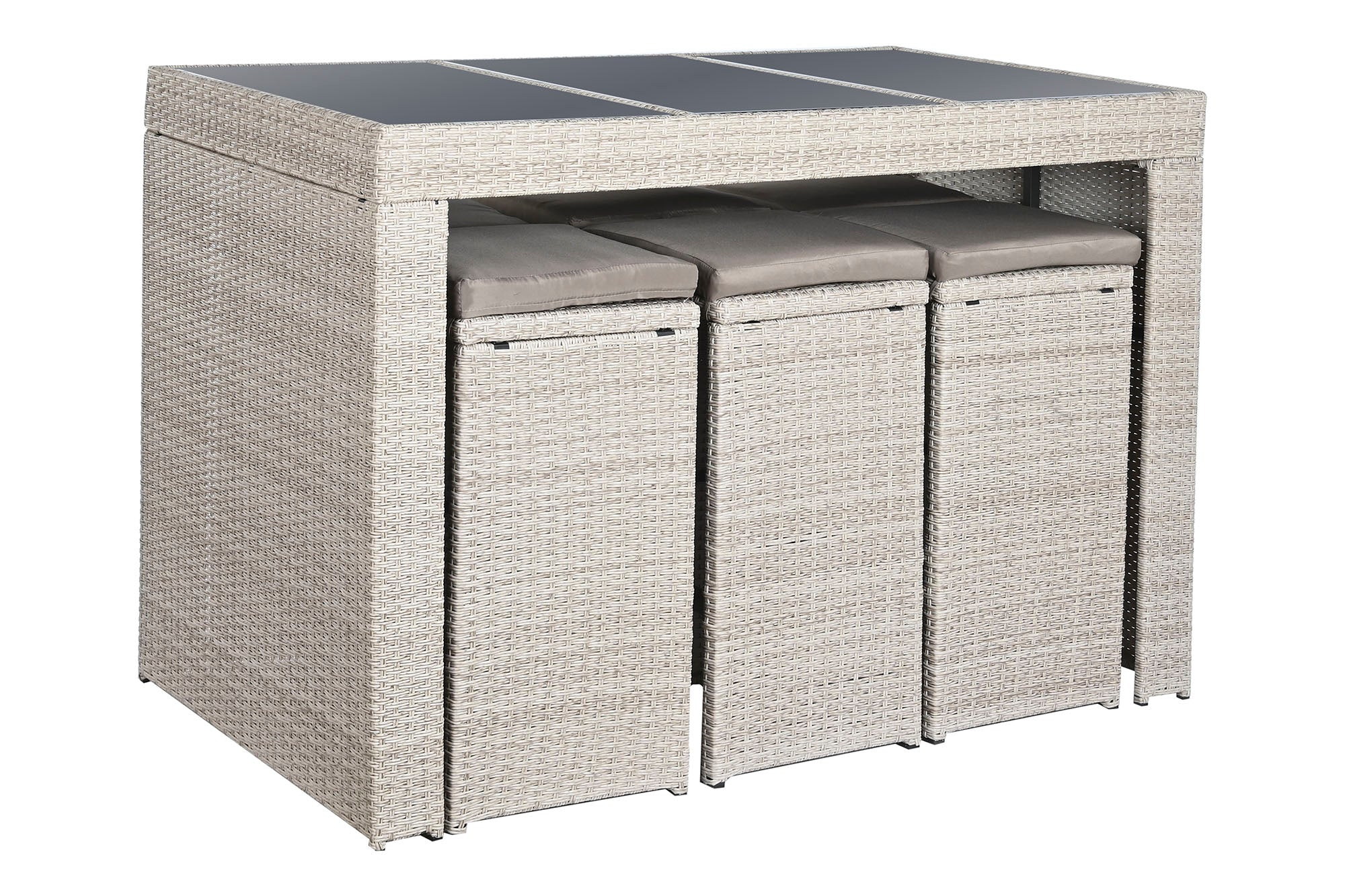 Conjunto de mesa de bar com 7 cadeiras de vime sintético 143 x 80 x 100 cm e 6 bancos