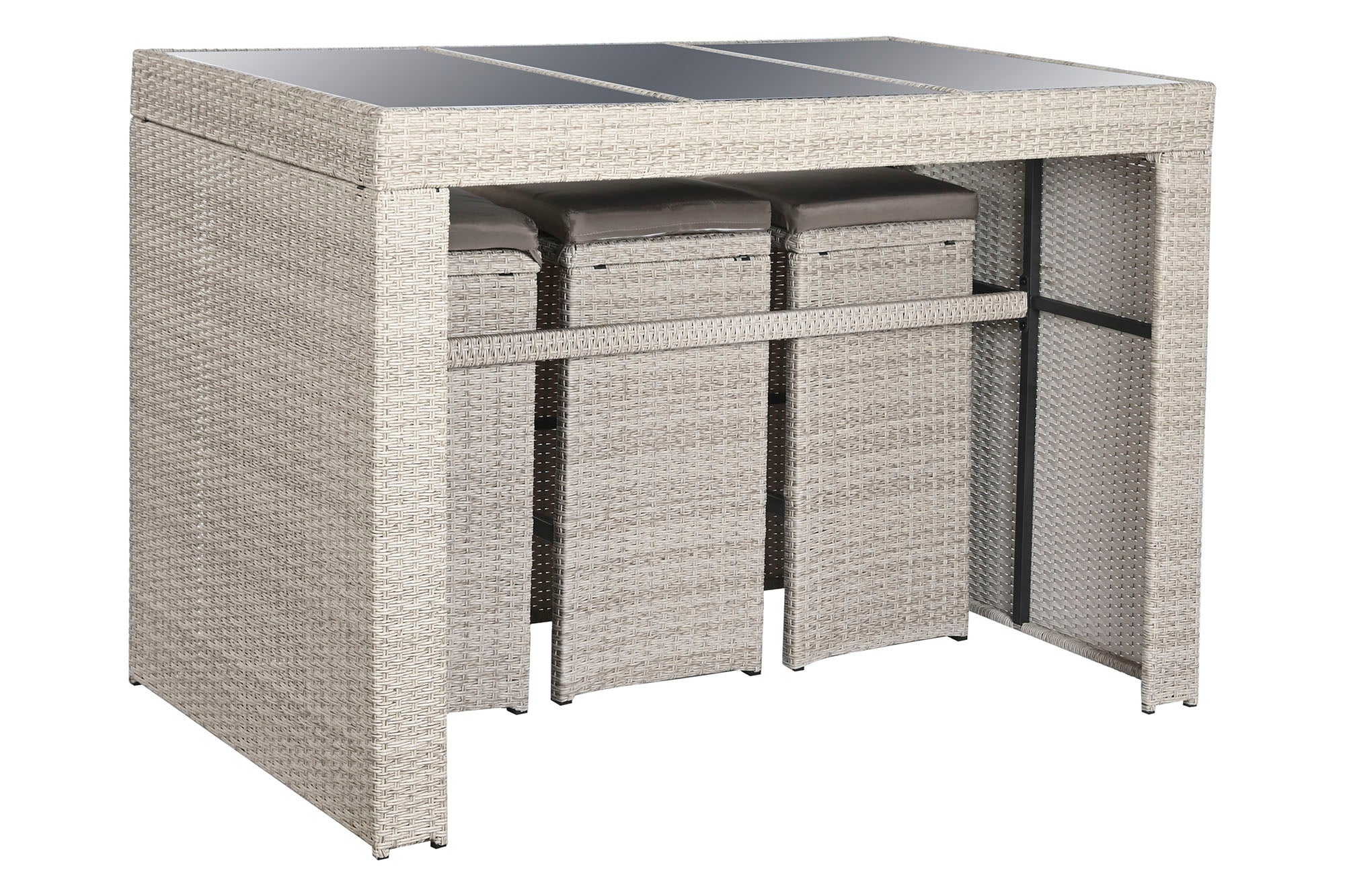 Bar Table Set 7 Synthetic Rattan 143X80X100 6 Stools