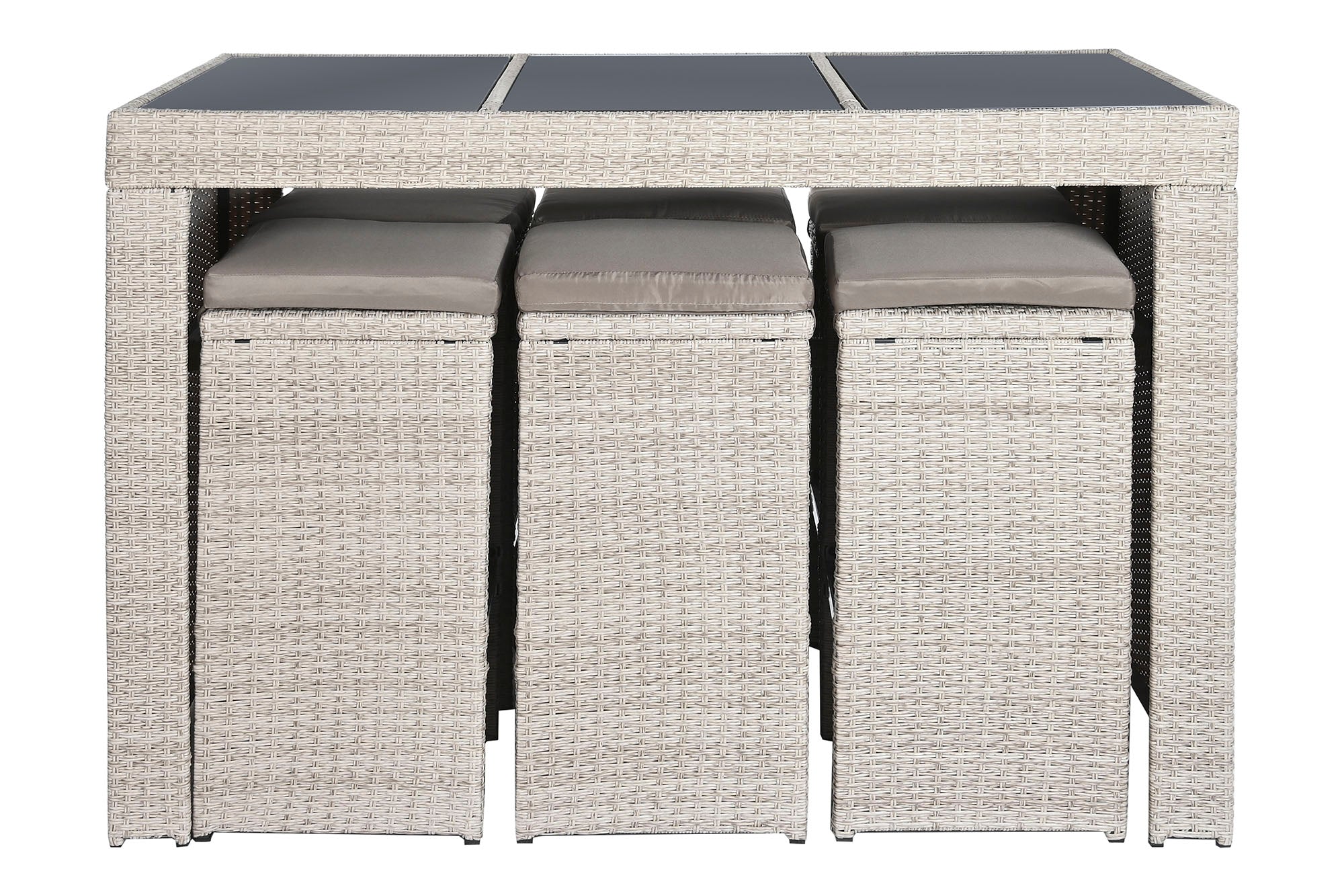 Bar Table Set 7 Synthetic Rattan 143X80X100 6 Stools