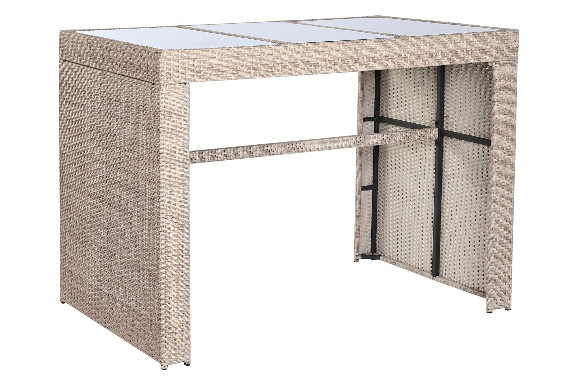 Bar Table Set 7 Synthetic Rattan 143X80X100 6 Stools