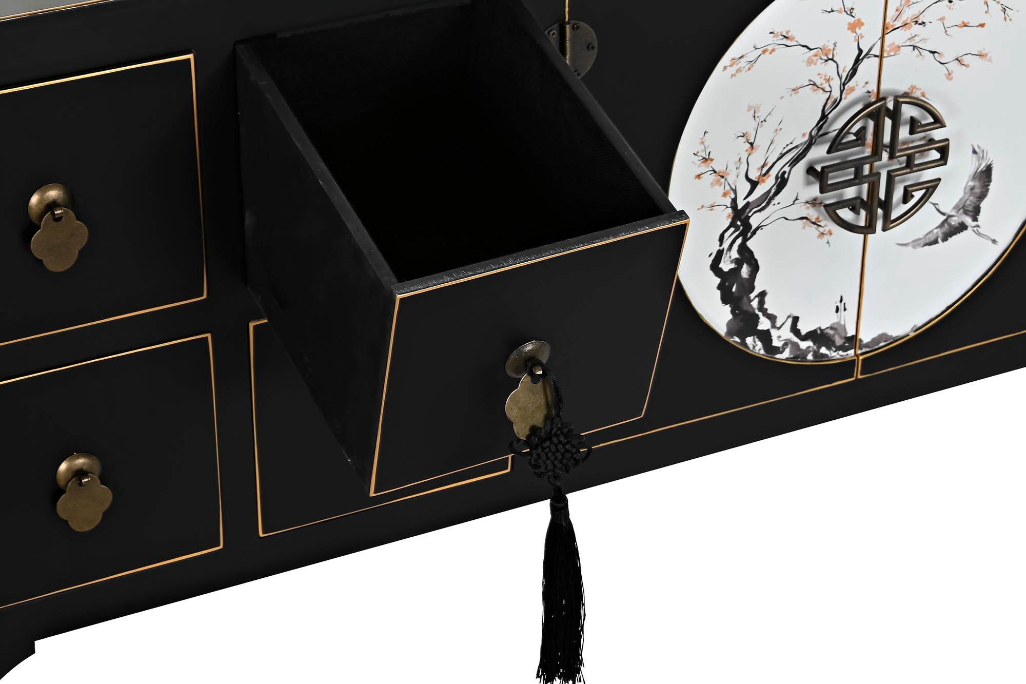 Fir MDF TV cabinet 130x26x51 Oriental Black
