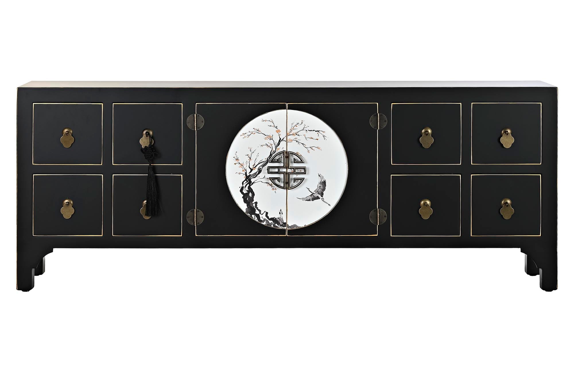 Fir MDF TV cabinet 130x26x51 Oriental Black