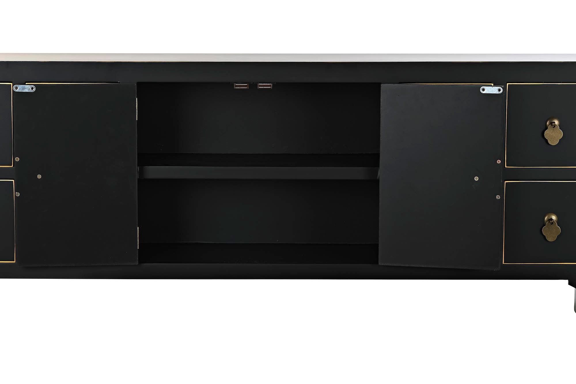 Fir MDF TV cabinet 130x26x51 Oriental Black