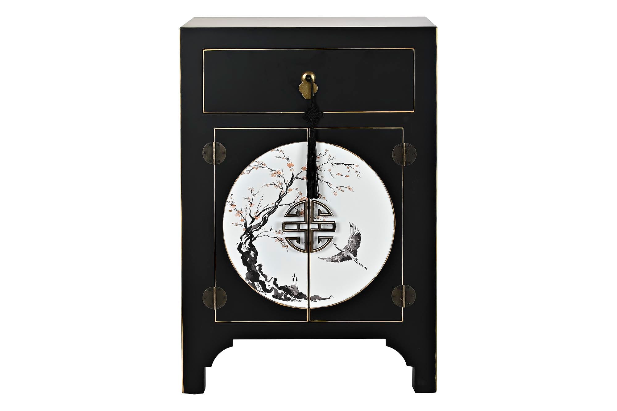 Mesita De Noche Abeto Mdf 45X36X66 Oriental Negro