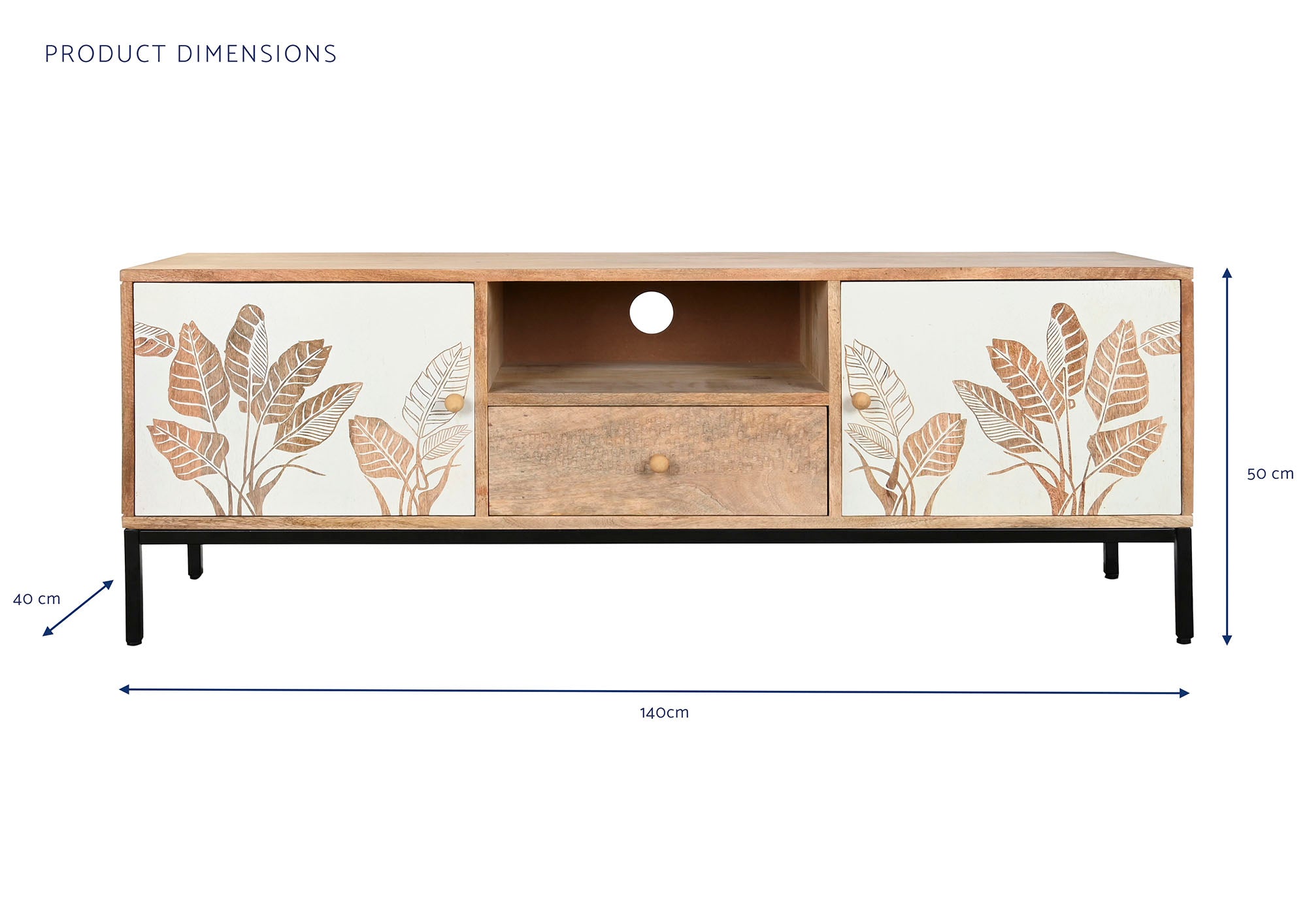 Mango Metal TV Cabinet 140x40x50 White Sheet