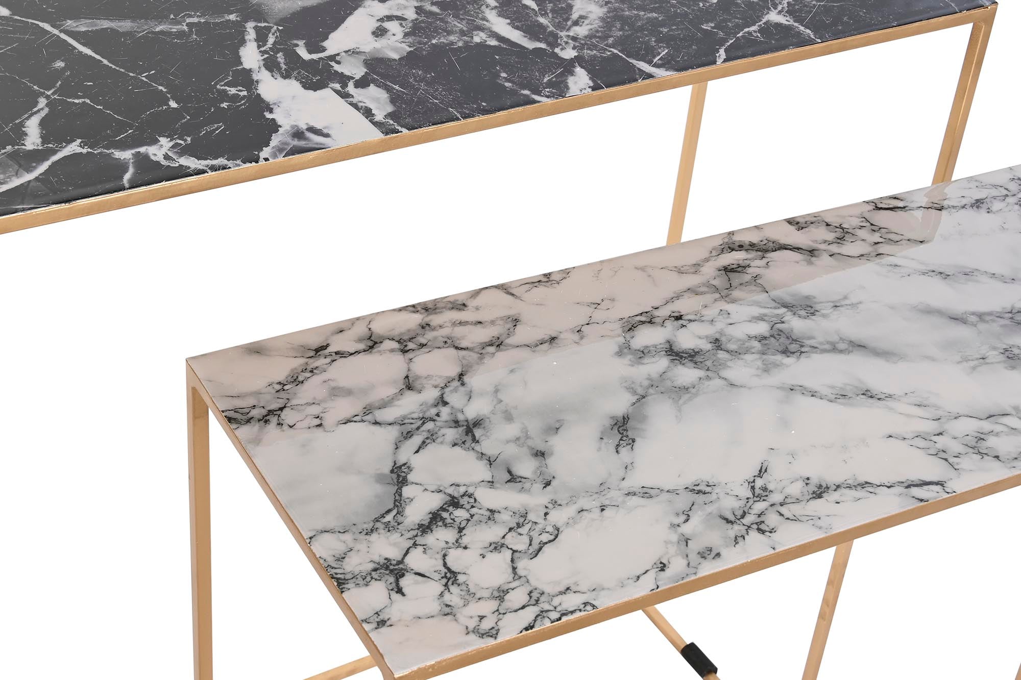 Conjunto de Console 2 Ferro 100X28X80 Branco Mármore