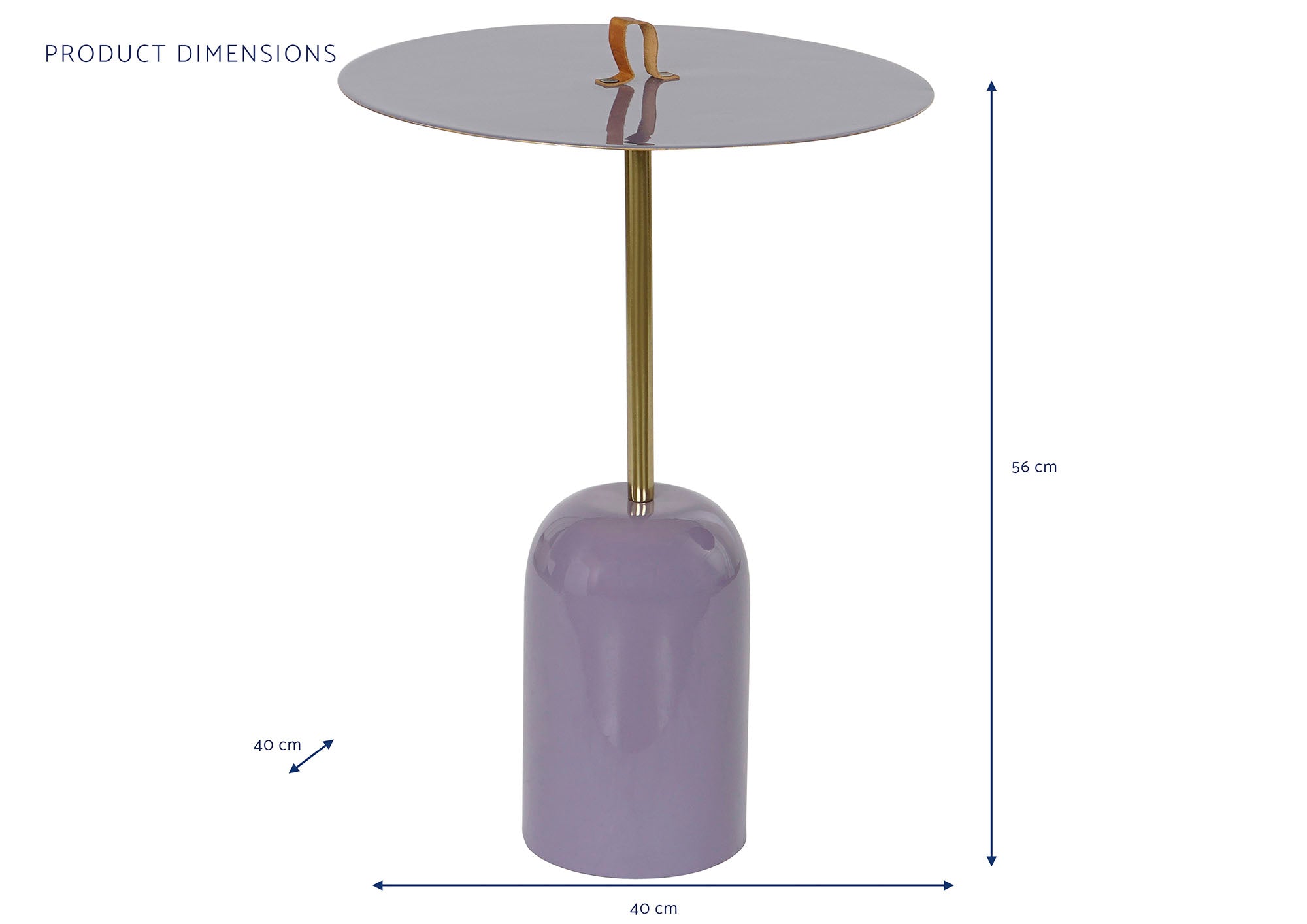 Iron Leather Side Table 40x40x56 Lacquered Handle