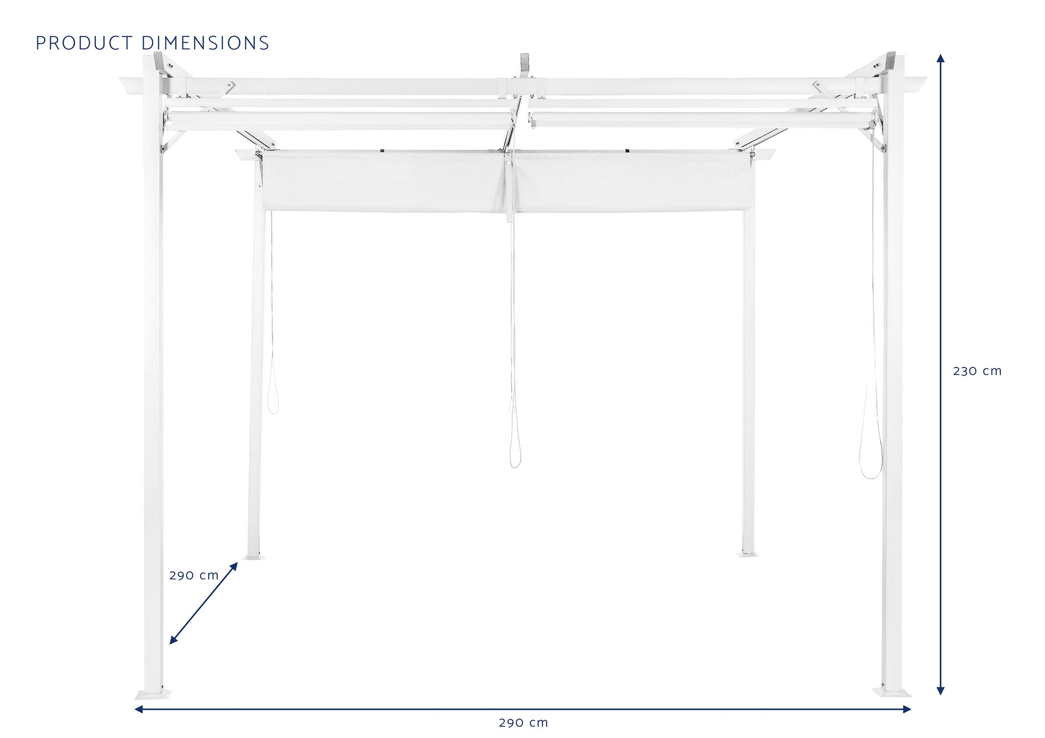 Pergola Acero 290X290X230 300 Gsm, Toldo Y Cortina