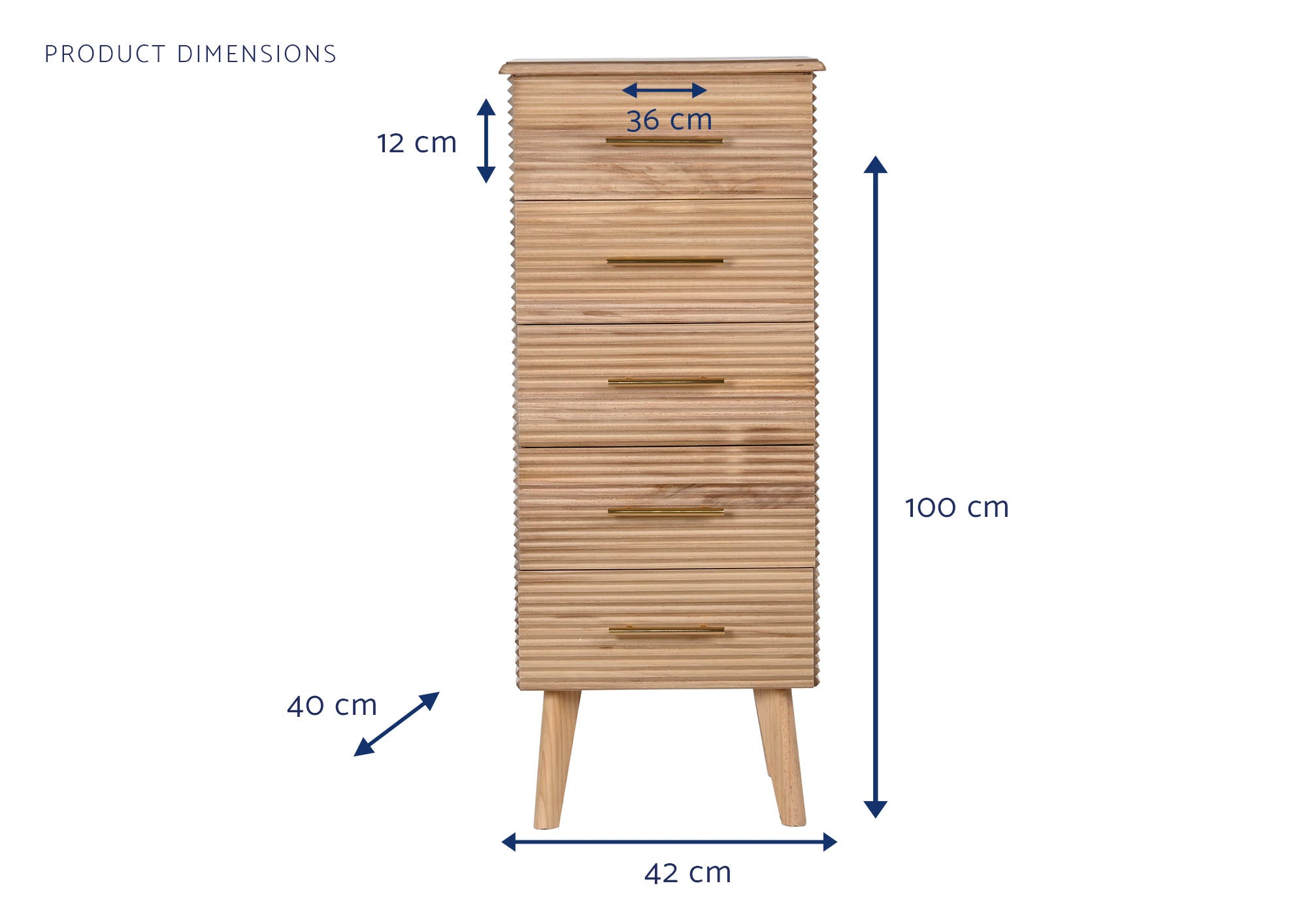 Chifonier Paulownia Mdf 42X40X100 Light Brown