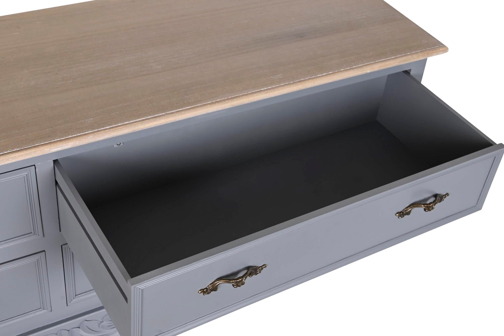 Paulownia MDF TV Cabinet 120x40x56.5 4 Drawers Grey