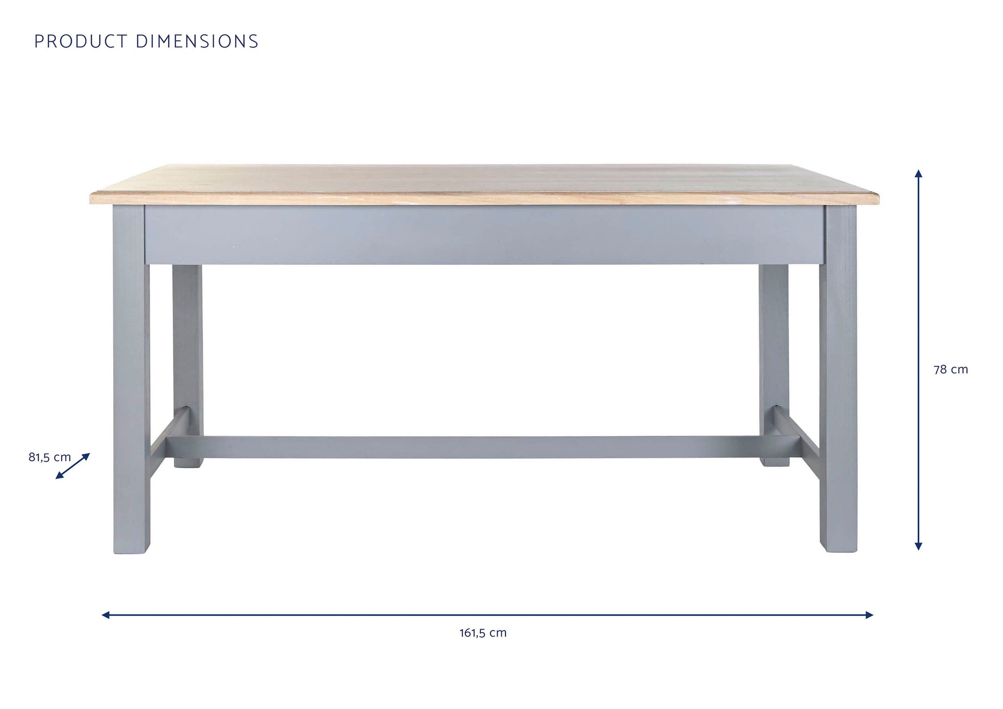 Mesa de Jantar Paulownia MDF 161,5x81,5x78 Cinza