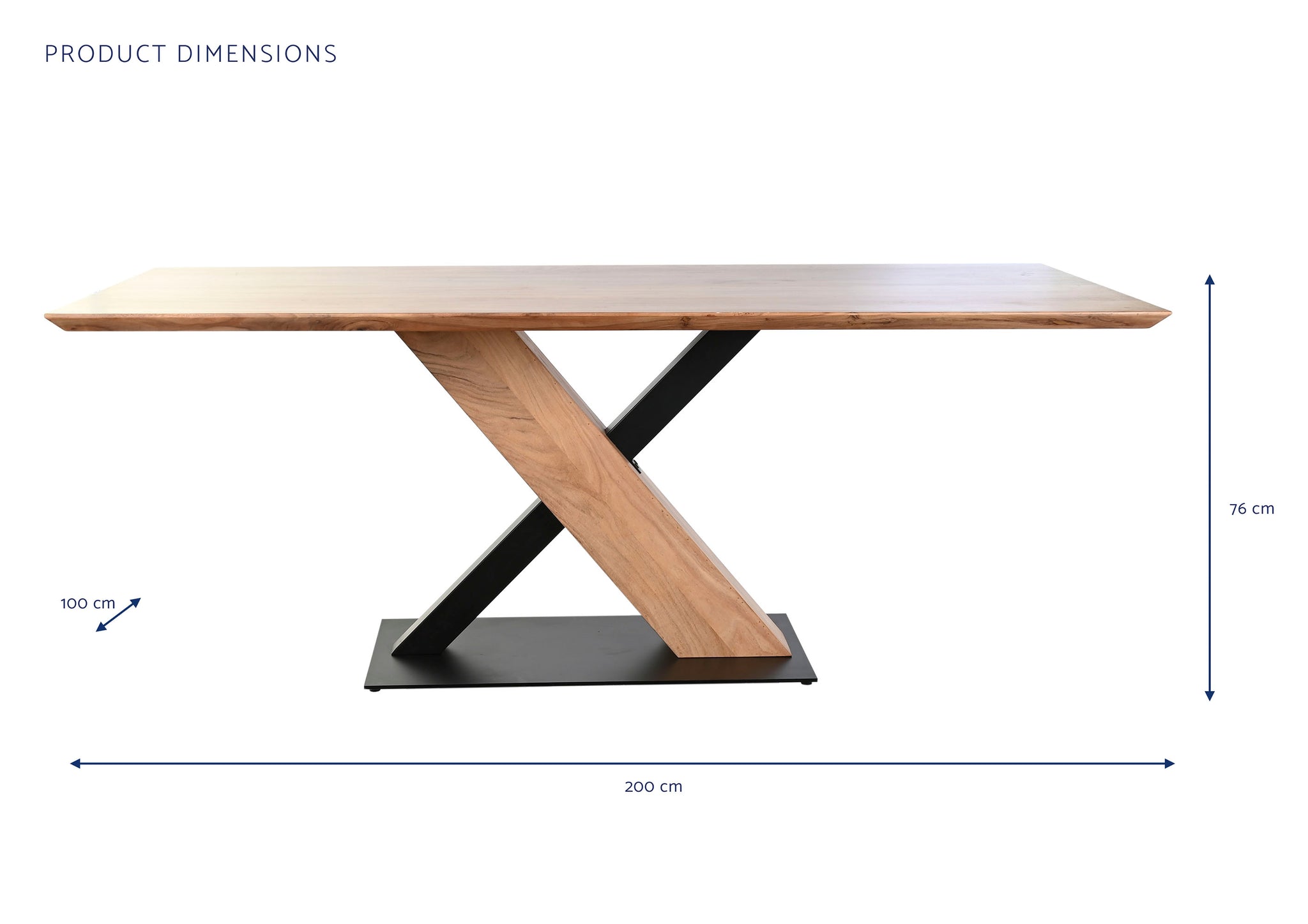 Mesa Comedor Acacia Metal 200X100X76 103,50