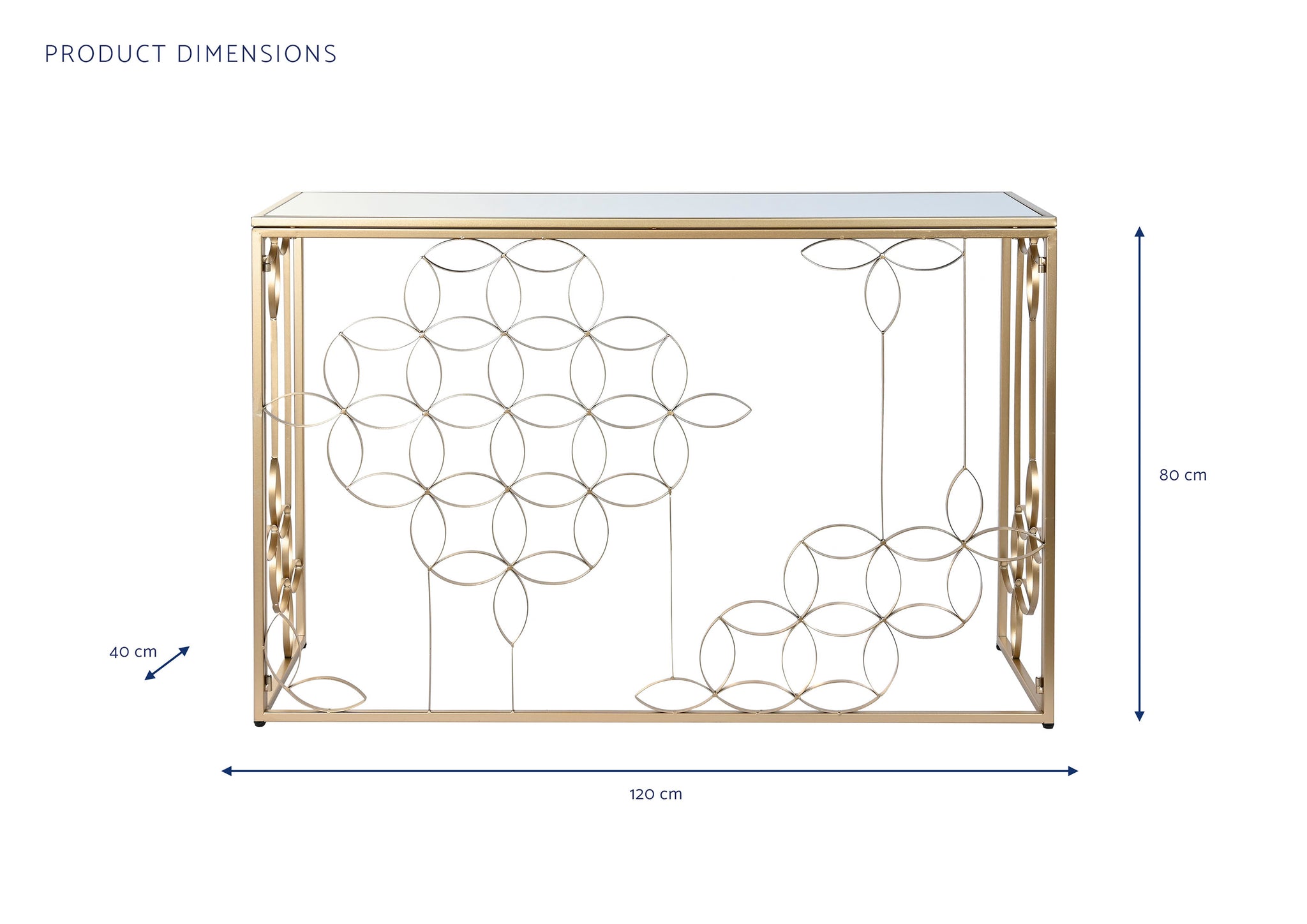 Consola Metal Espejo 120X40X80 Dorado