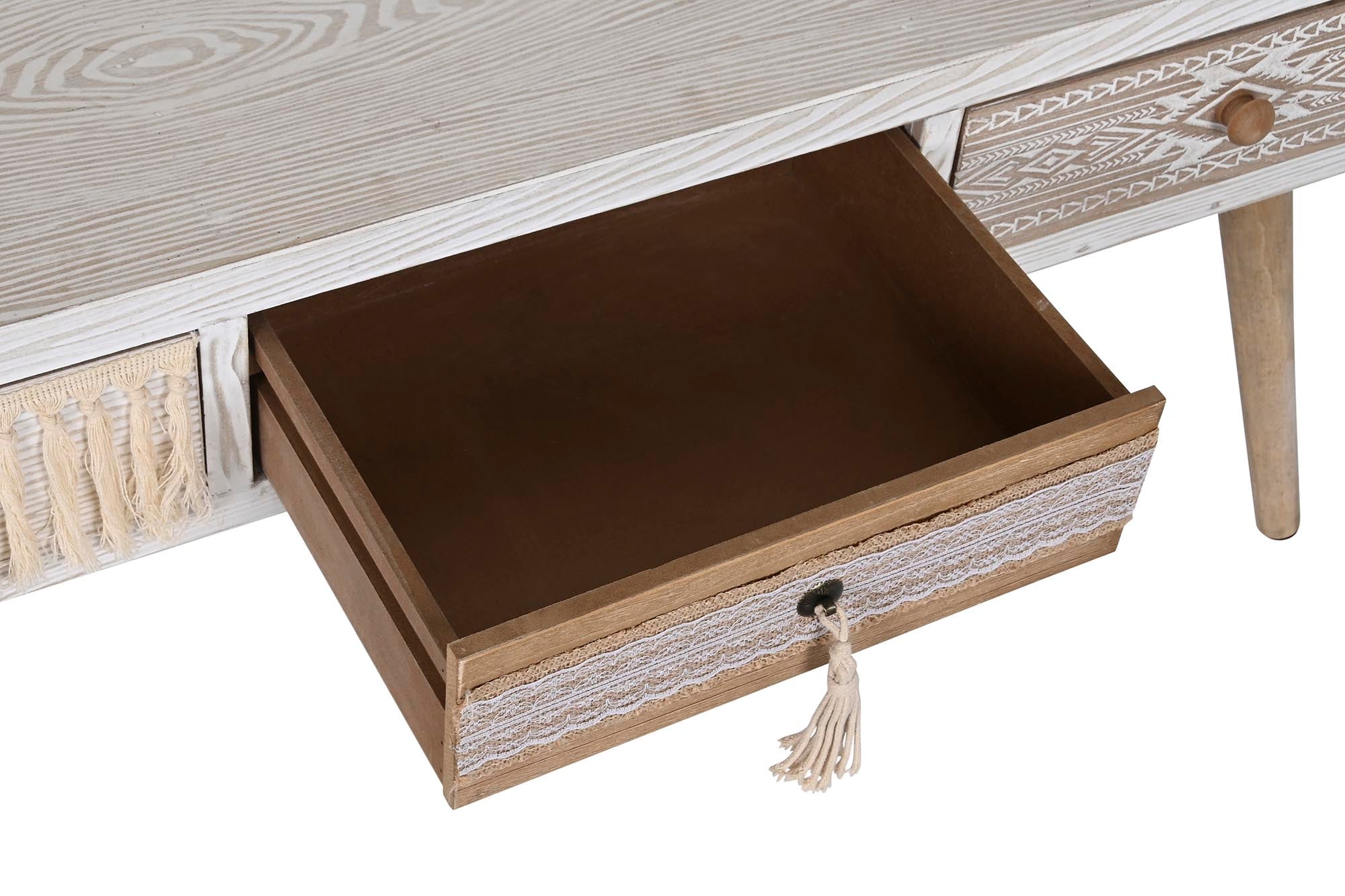 Mesa de centro de algodão Fir 110x60x50 branca