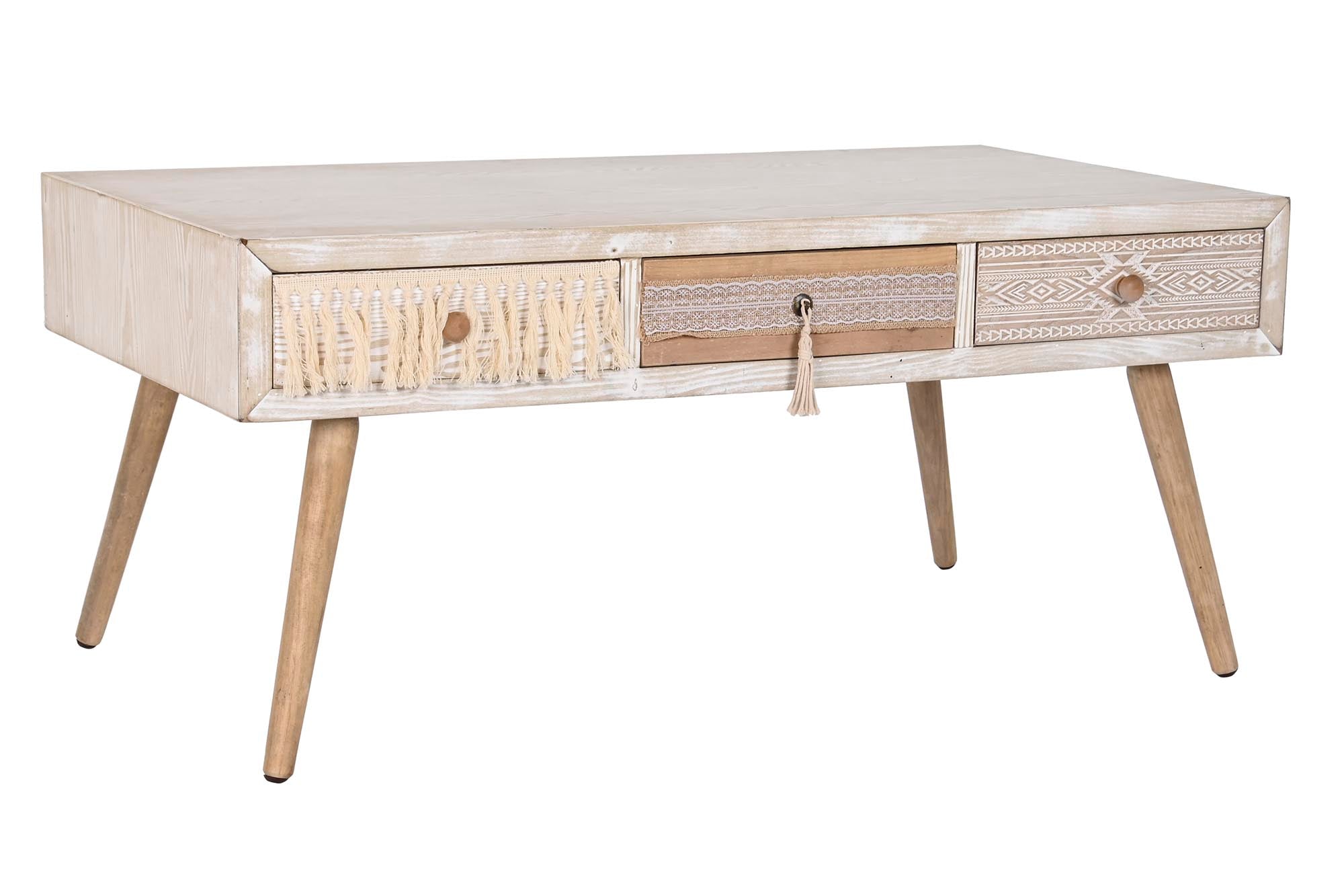 Mesa de centro de algodão Fir 110x60x50 branca