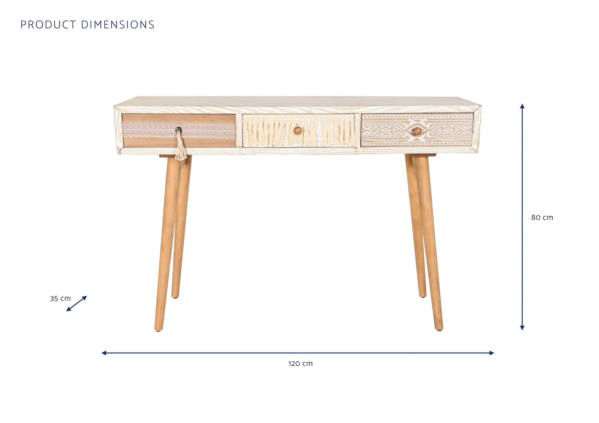 Consola Abeto Algodon 120X35X80 Blanco