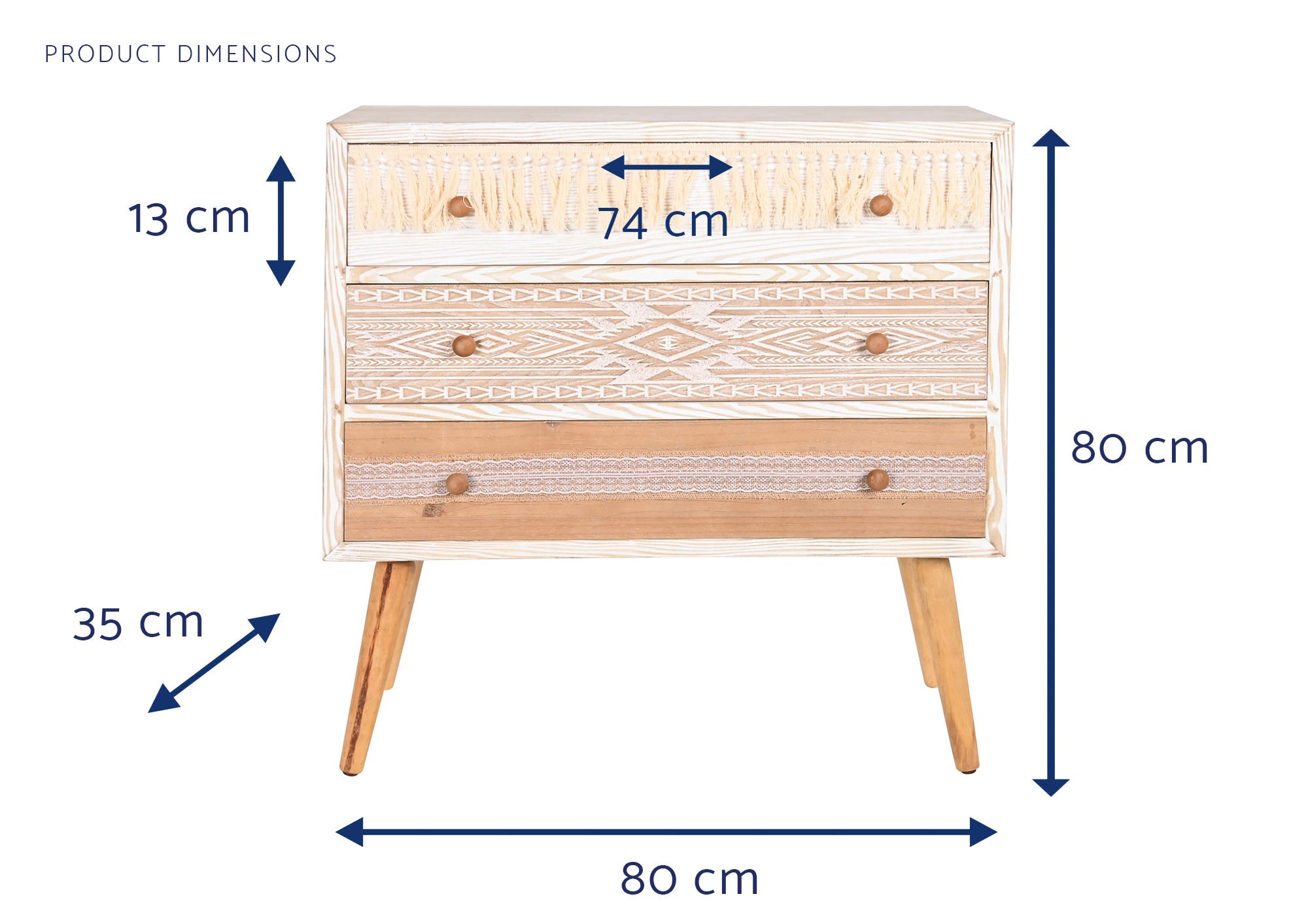 Comoda Abeto Algodon 80X35X80 Blanco