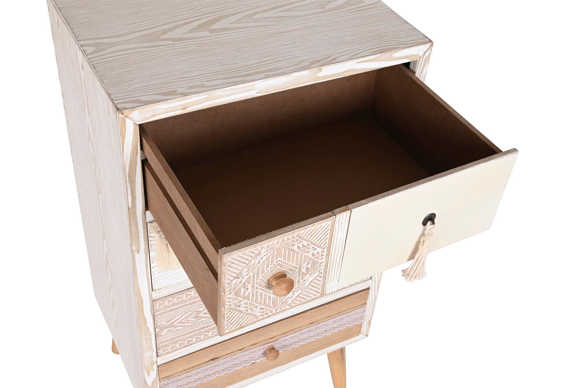 Fir Cotton Chest of Drawers 48x35x89 White