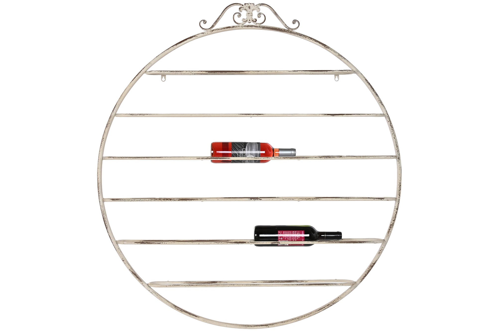 Metal Bottle Rack 105x9.5x114 Aged White