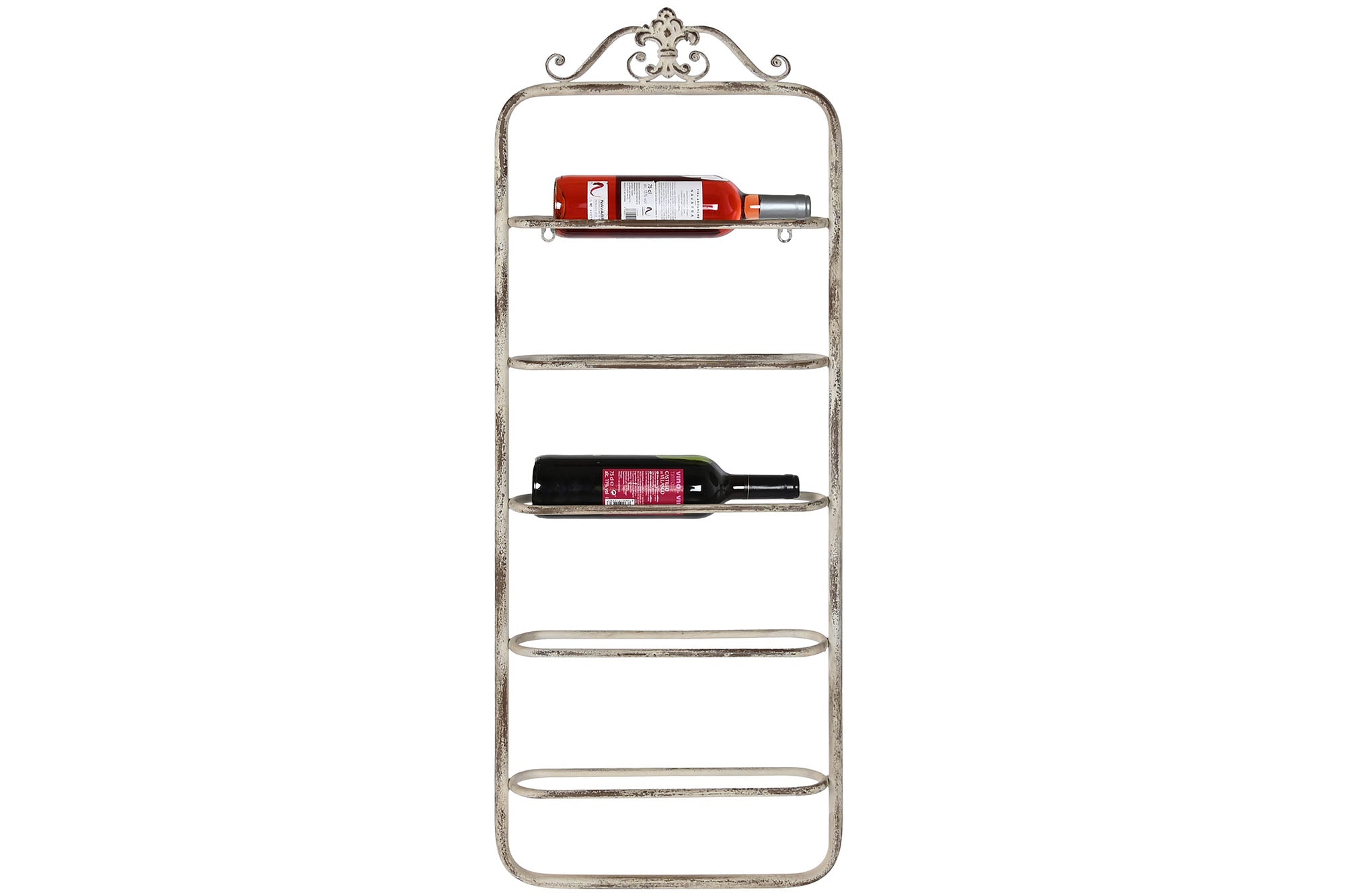 Porta-garrafas de metal 39 x 9,5 x 102,5 cm branco envelhecido