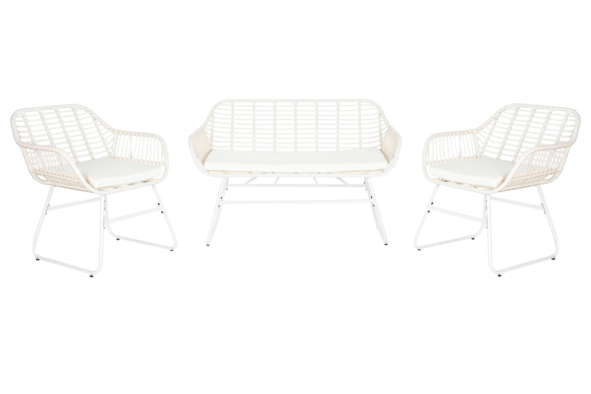 Conjunto de 4 sofás de vime sintético 124x74x84 com almofadas