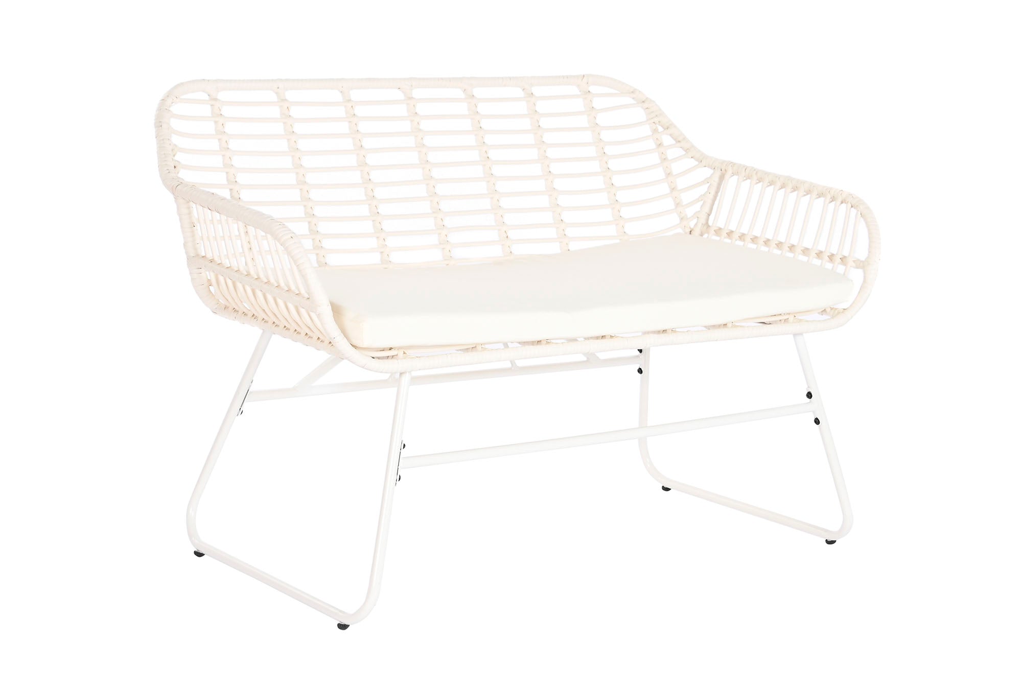 Conjunto de 4 sofás de vime sintético 124x74x84 com almofadas