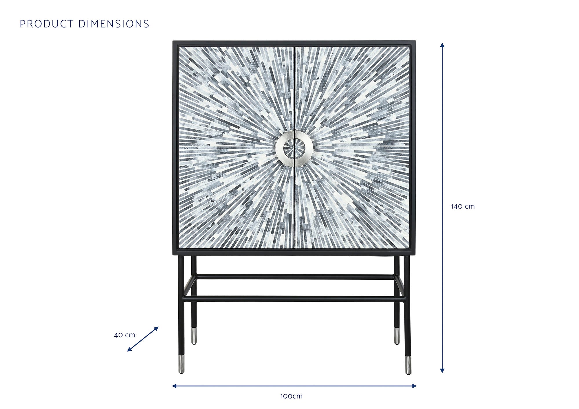Bone Resin Sideboard 100X40X140 Black Inlay