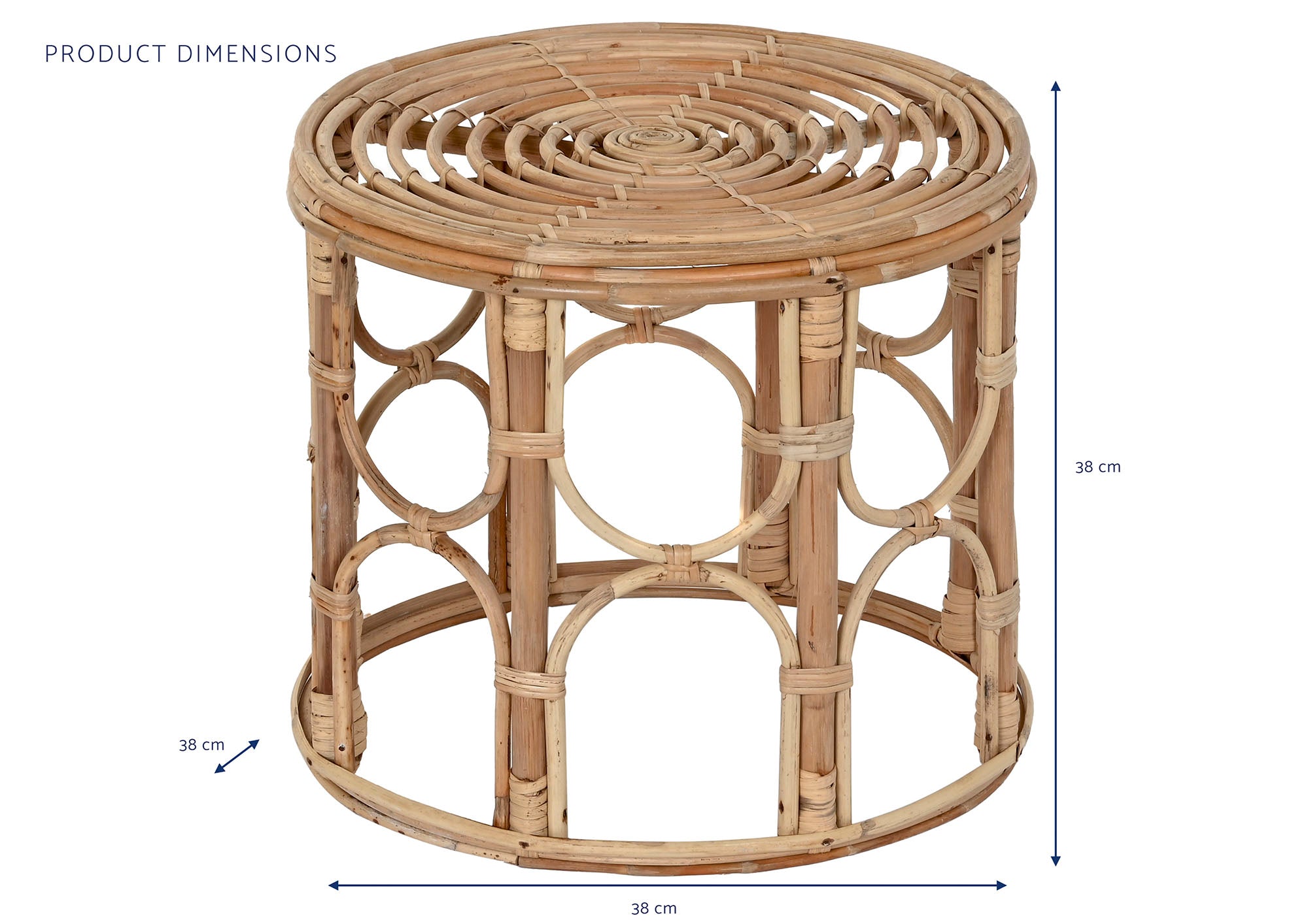 Ratan Side Table 38X38X38 Natural