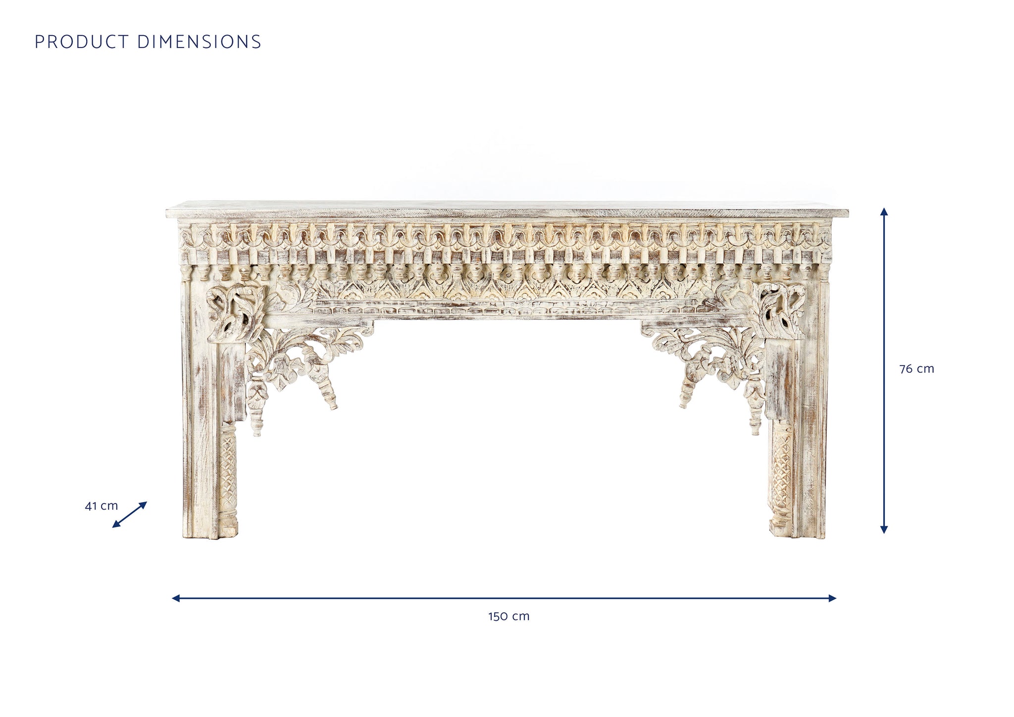 Consola Mango 150X41X76 Envejecido Blanco