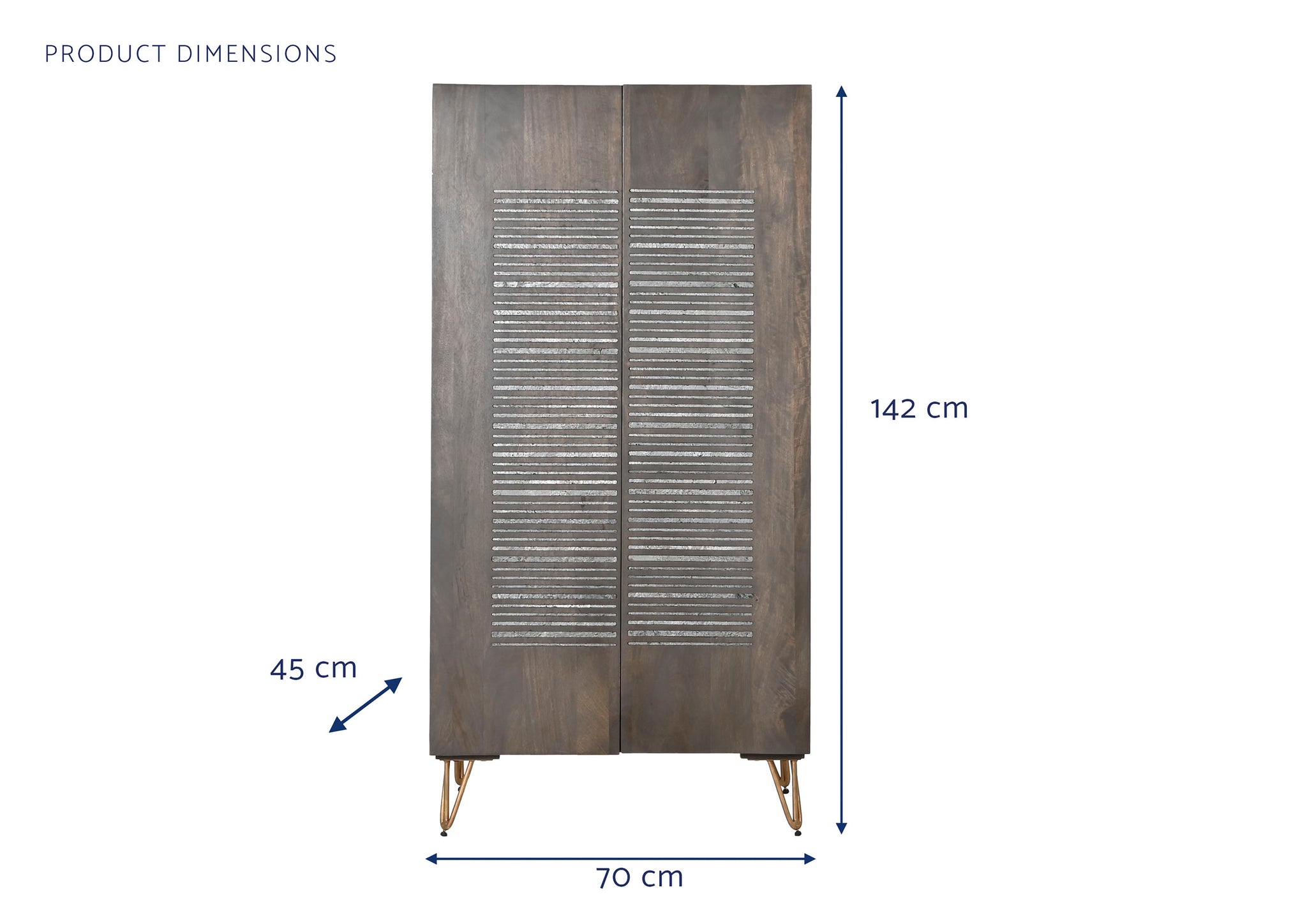 Guarda-roupa de metal Mango 70X45X142 Marrom