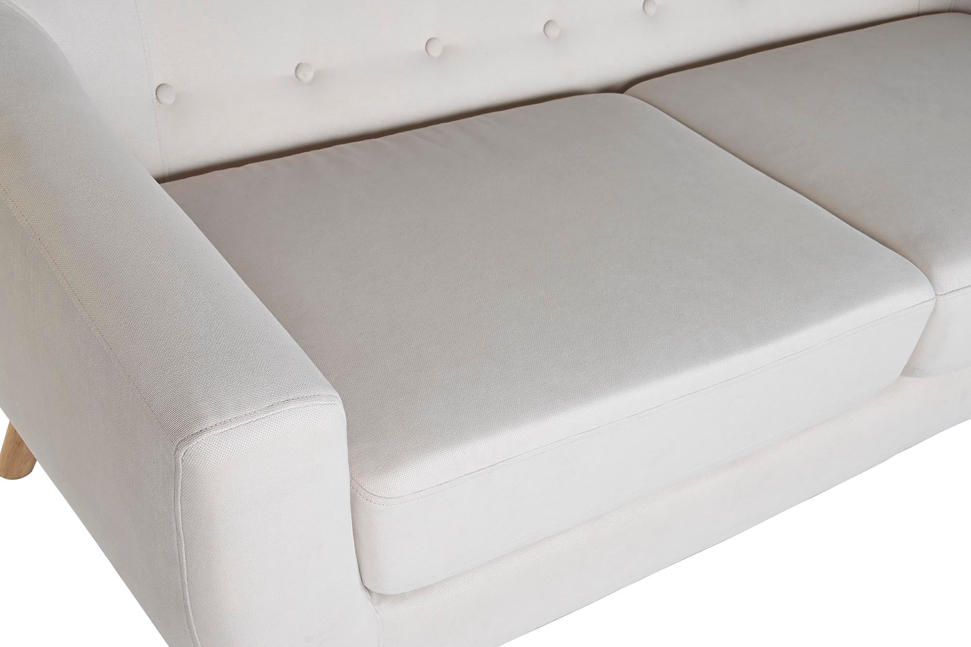 Rubberwood Polyester Sofa 172X82X82 3 Seaters Cream