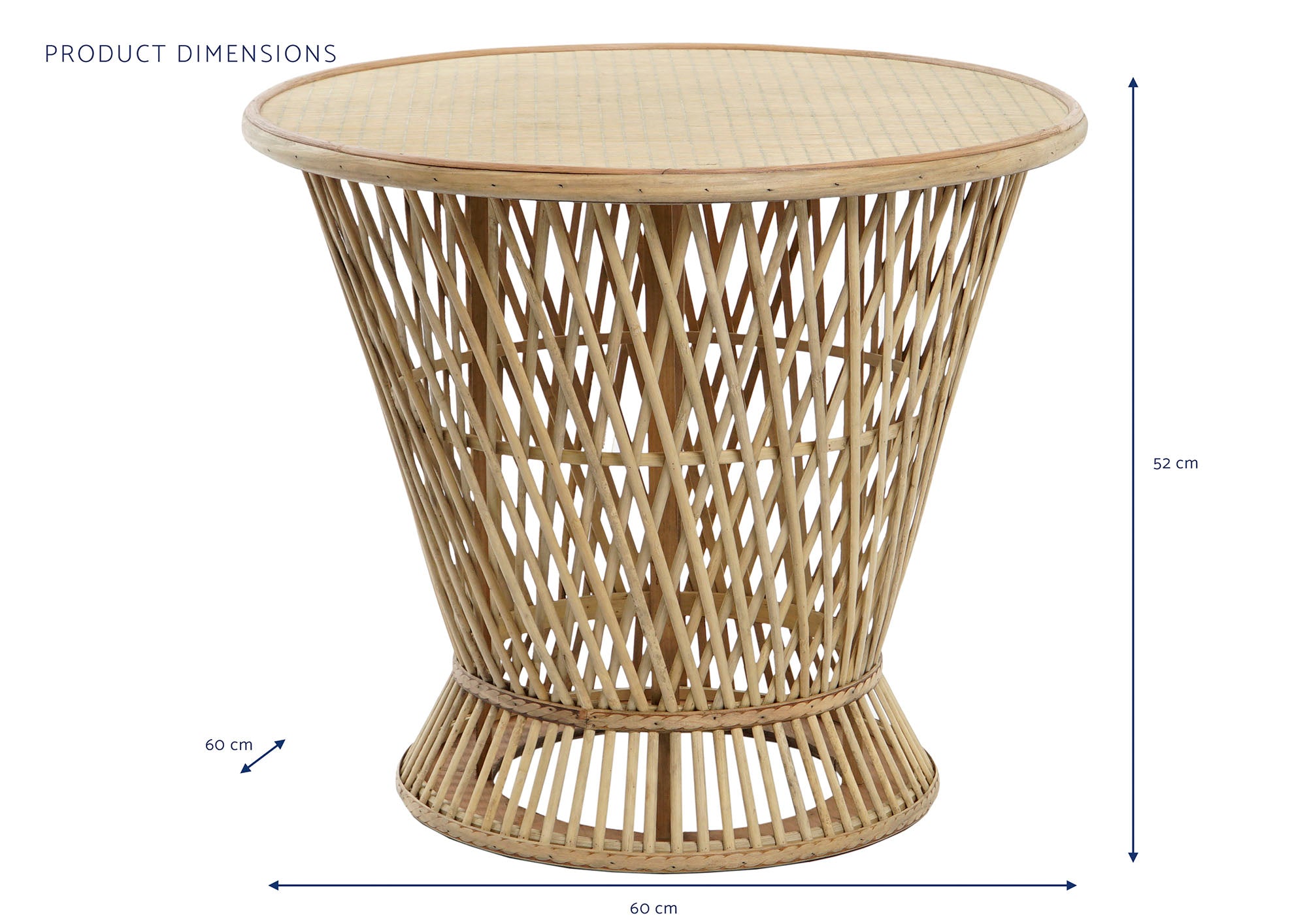 Bamboo Side Table 60x60x52 Natural