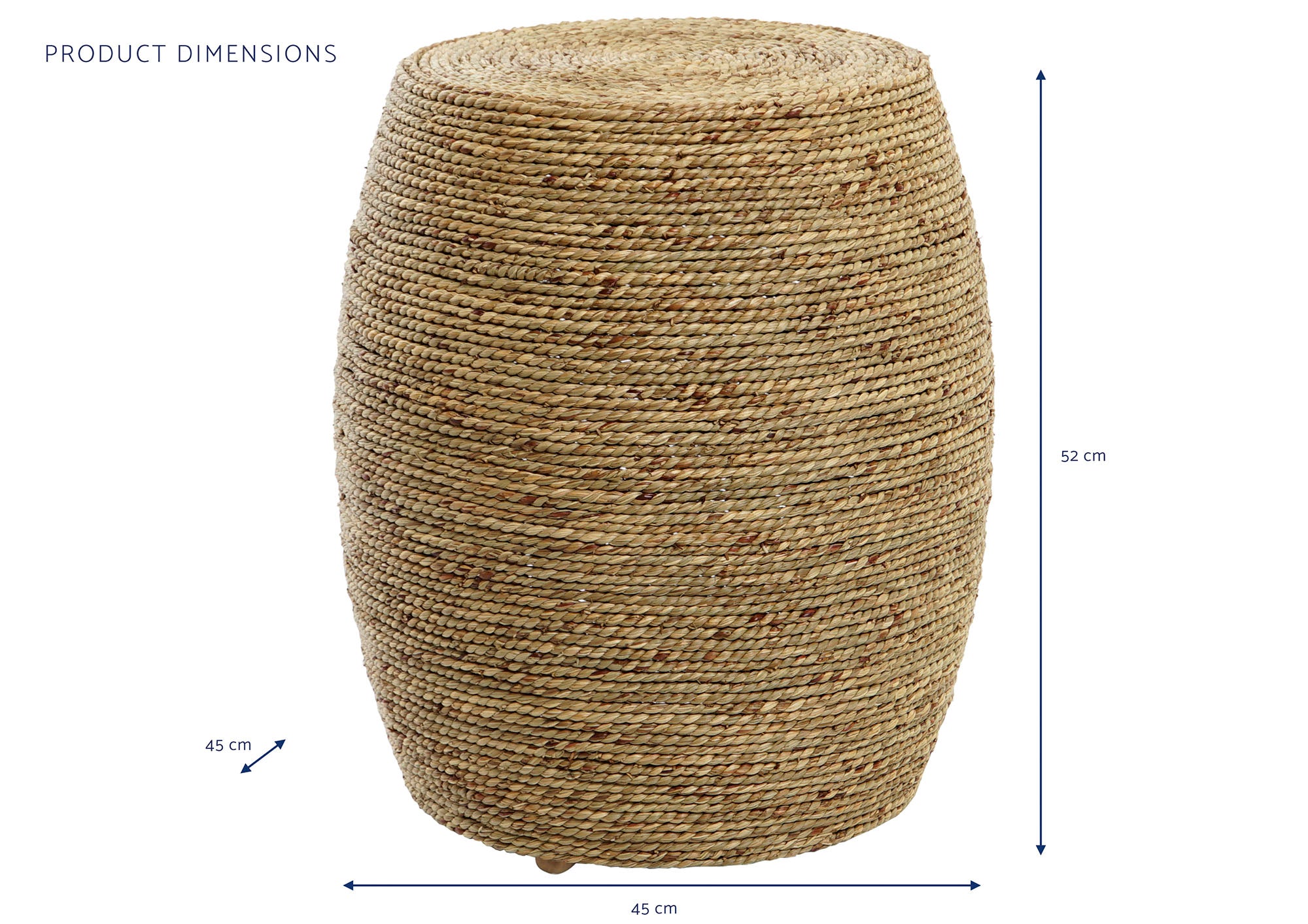 Hemp Rope Footrest 45X45X52 Natural