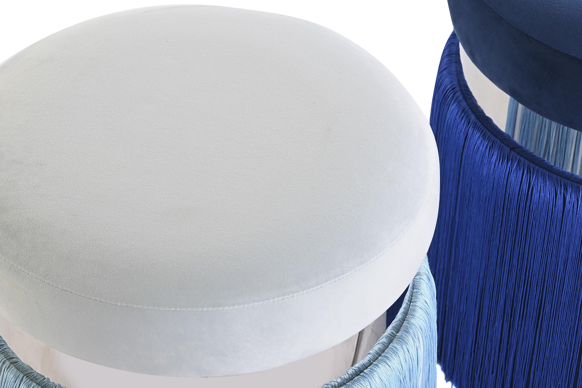 Polyester Metal Footrest 35X35X41 Fringes 2 Assorted