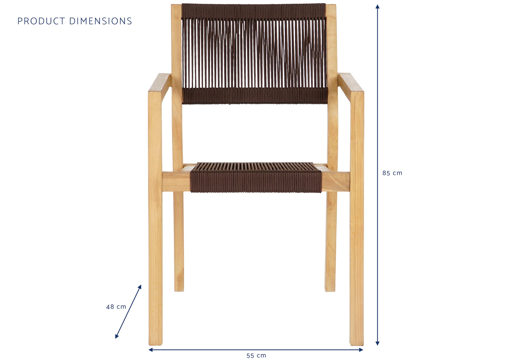 Conjunto de Mesa 5 Corda de Teca 90X90X75 54X56X84 Marrom