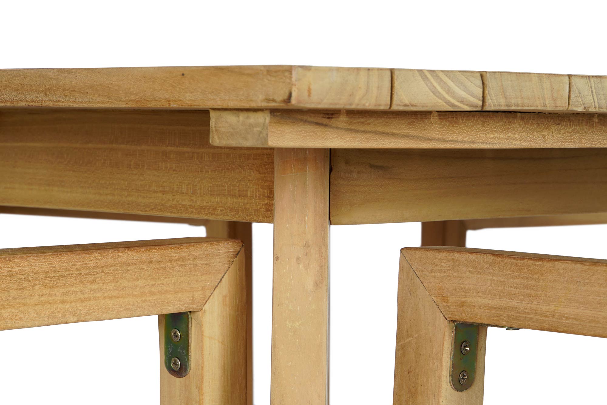 Conjunto de Mesa 5 Corda de Teca 90X90X75 54X56X84 Marrom