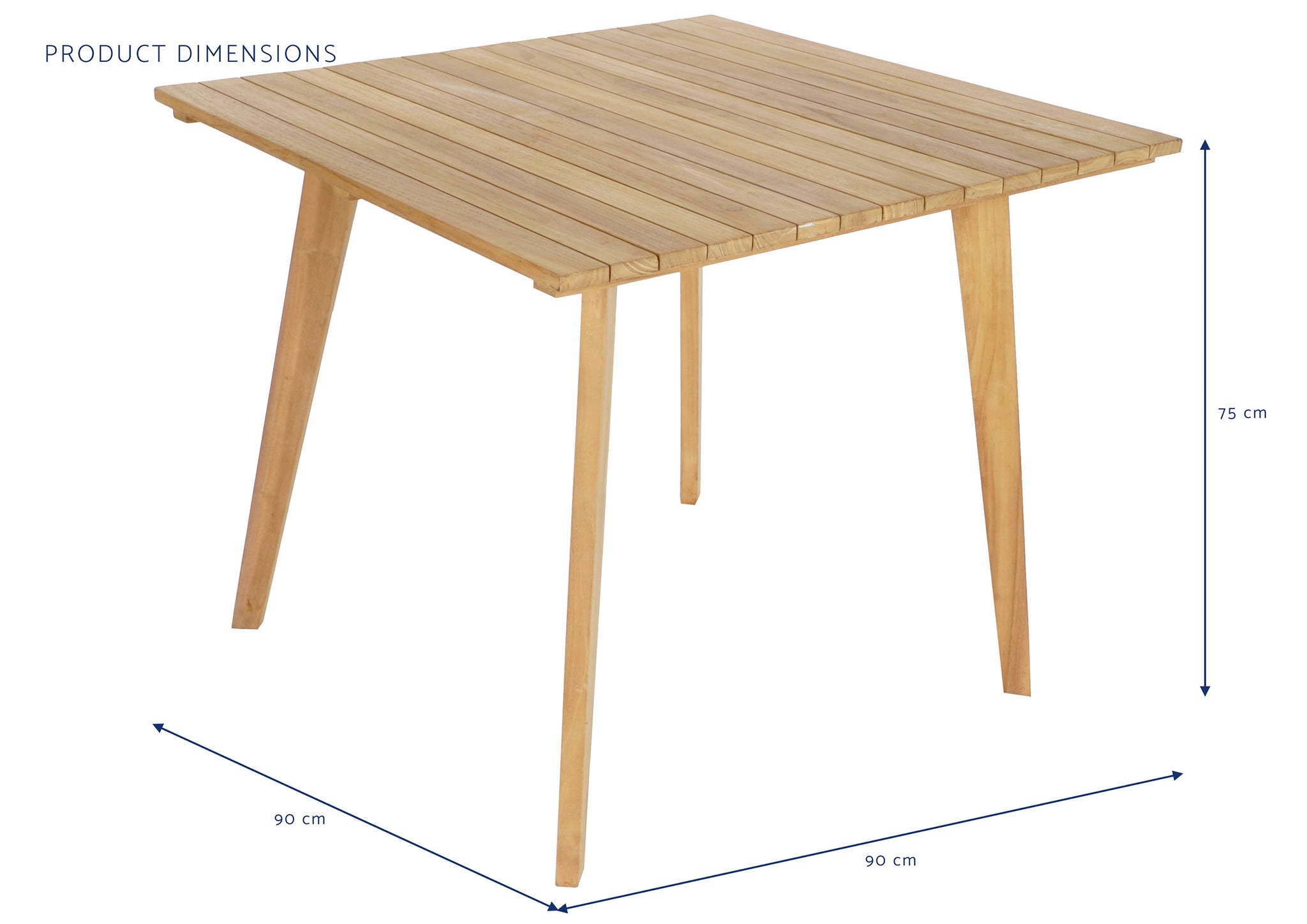 Conjunto de Mesa 5 Corda de Teca 90X90X75 54X56X84 Marrom