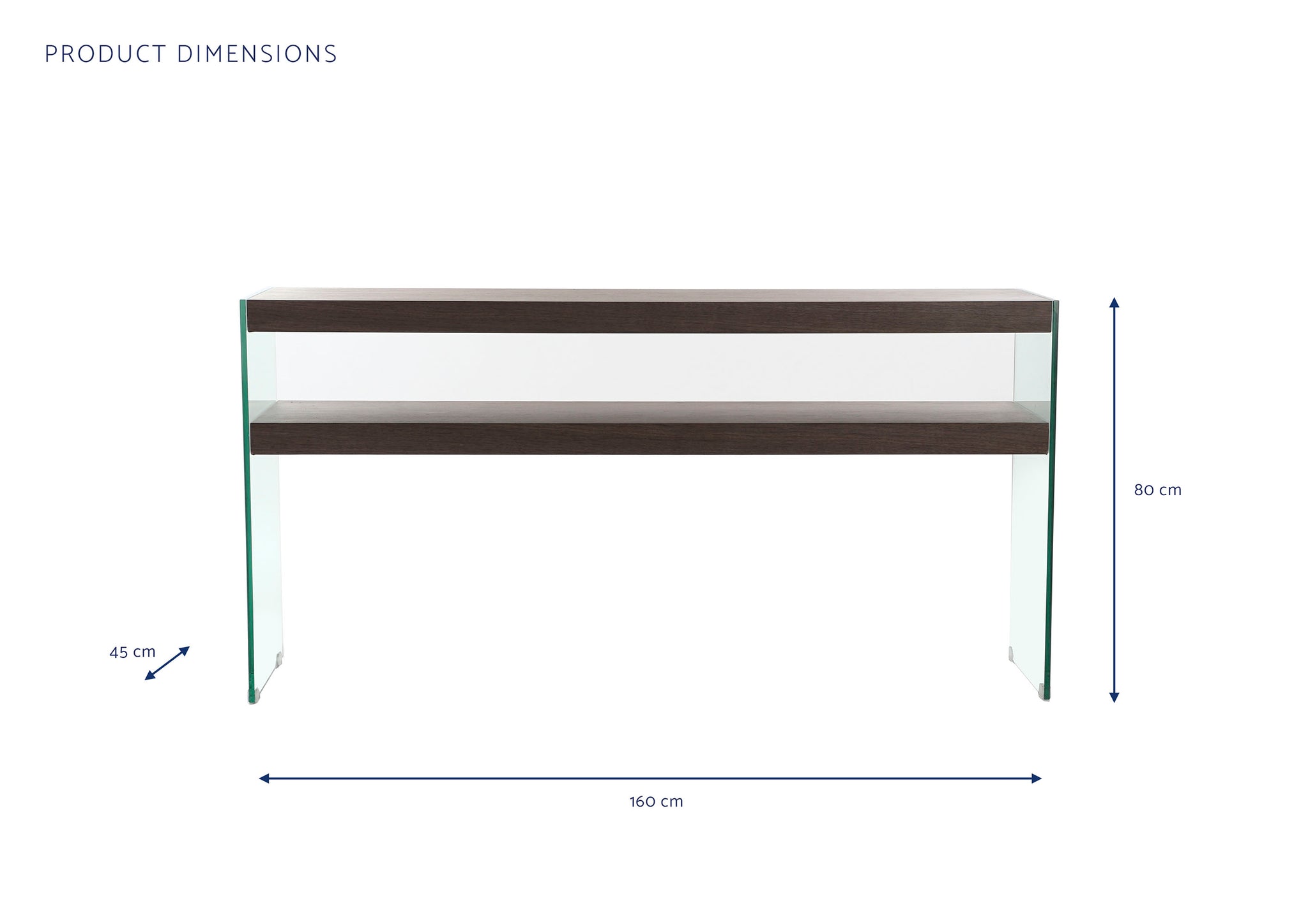 Consola Cristal Mdf 160X45X80 Nogal Marron