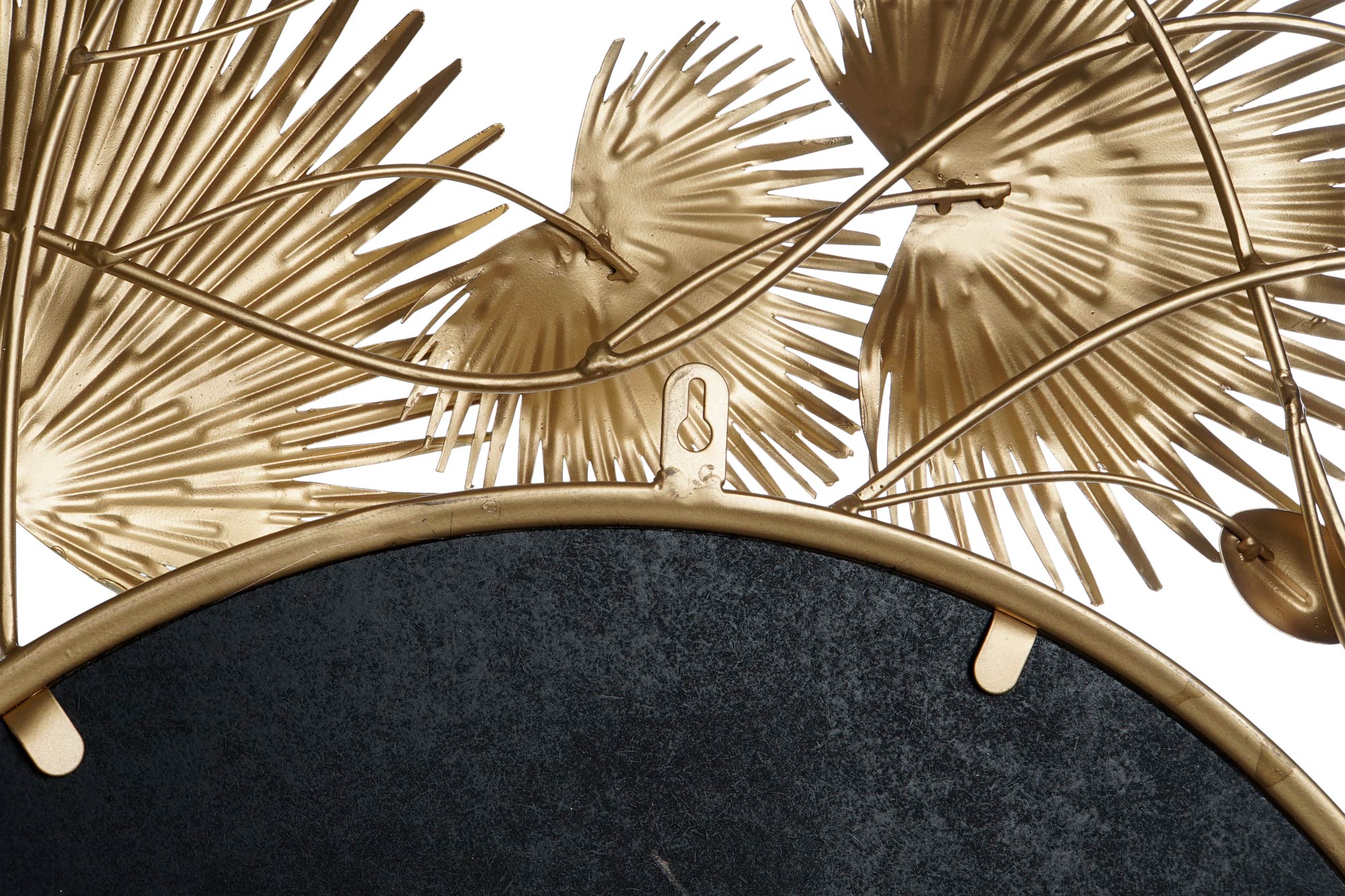 Espejo Metal Cristal 93X7X93 Hojas Dorado