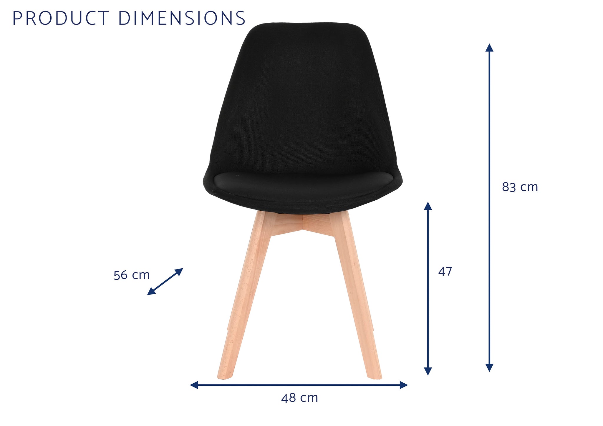Beech Polyester Chair 48X56X83 Black Padding