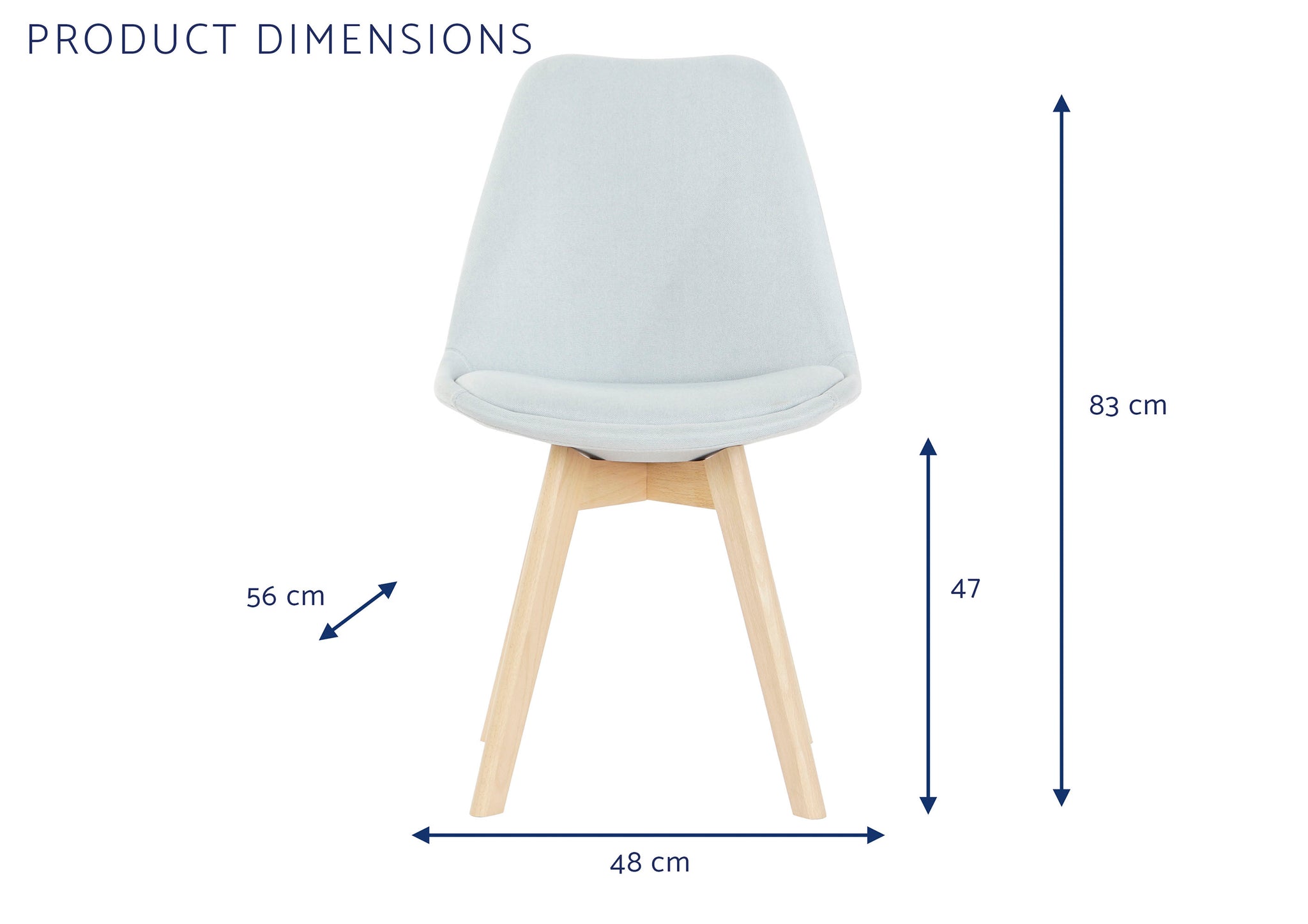 Polyester Beech Chair 48X56X83 Blue Padding