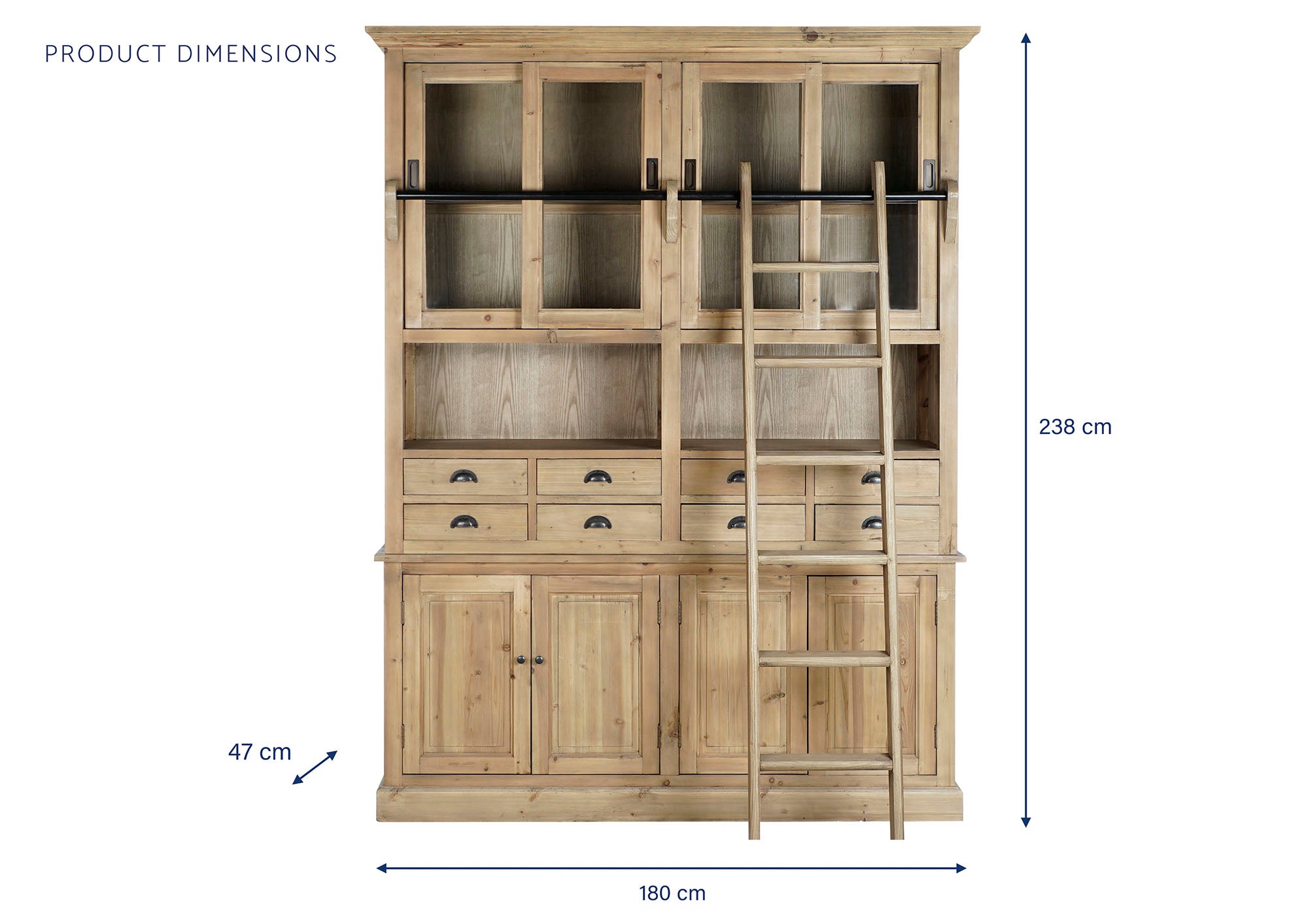 Estanteria Pino Hierro 180X47X238 Escalera Natural