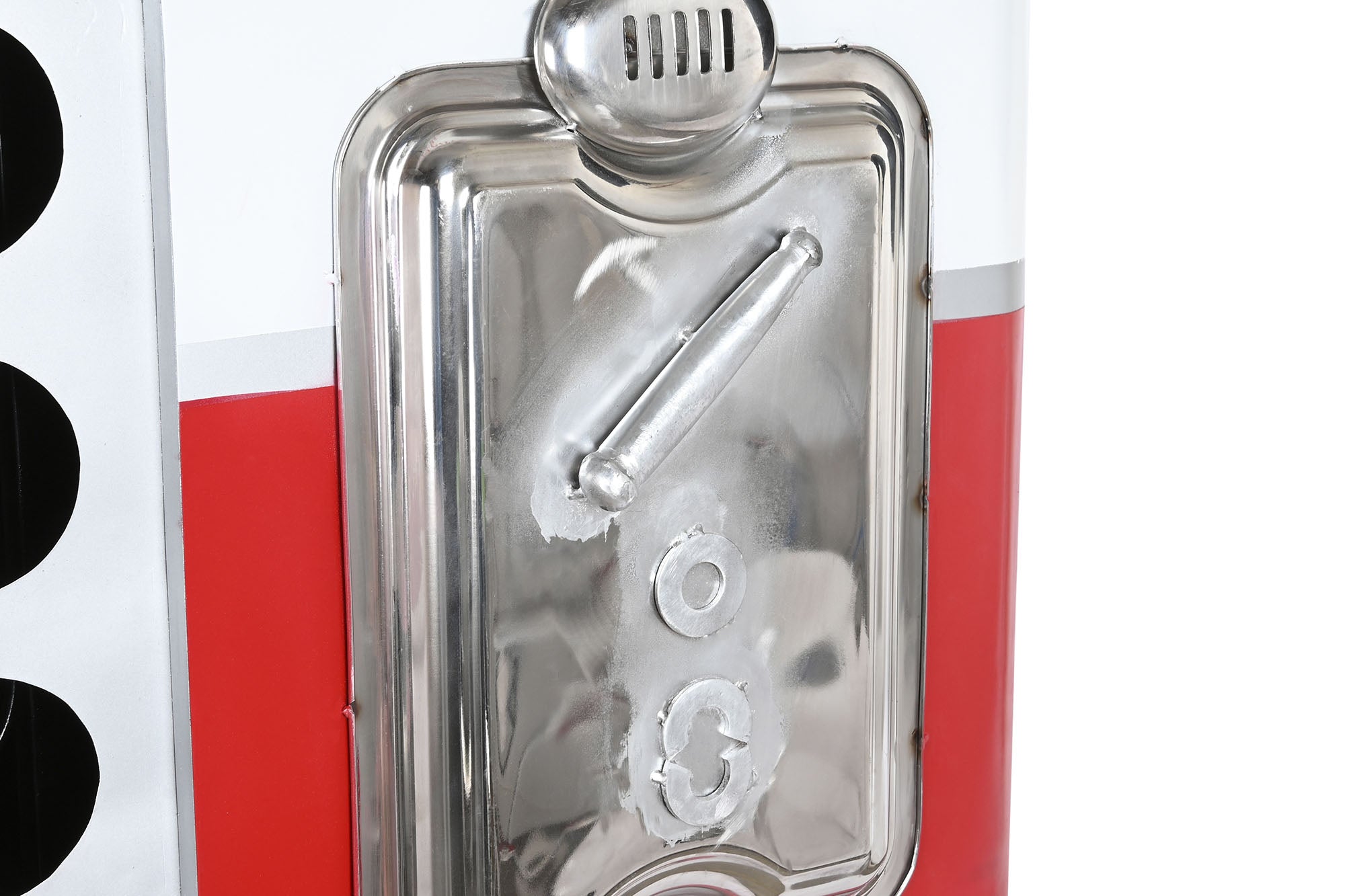 Porta-garrafas de ferro 70X44X151 com cauda vermelha desgastada