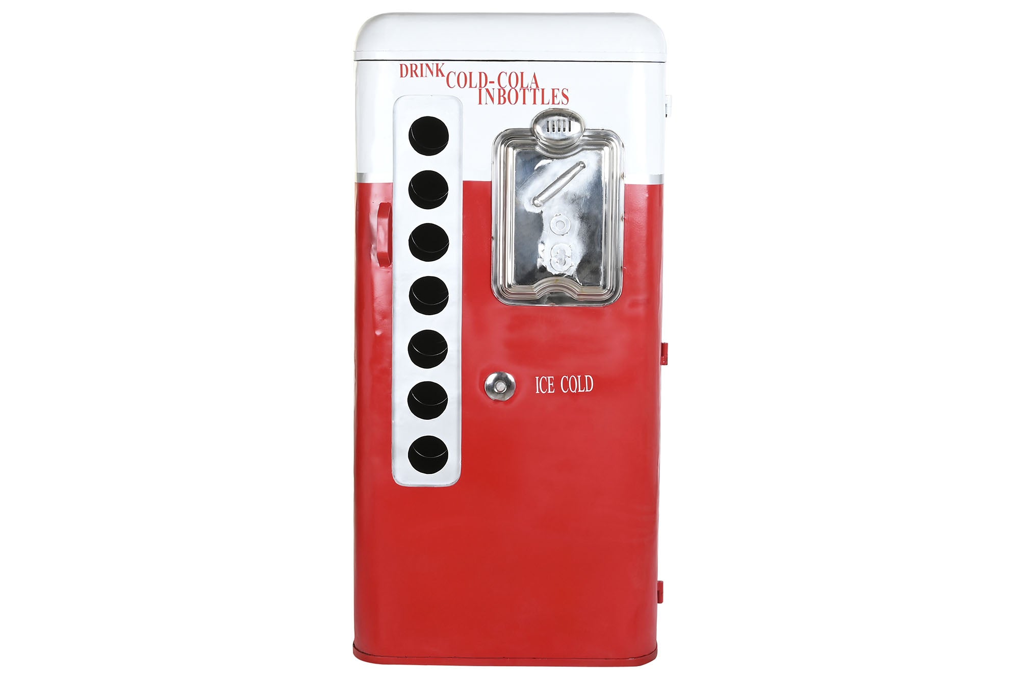 Porta-garrafas de ferro 70X44X151 com cauda vermelha desgastada