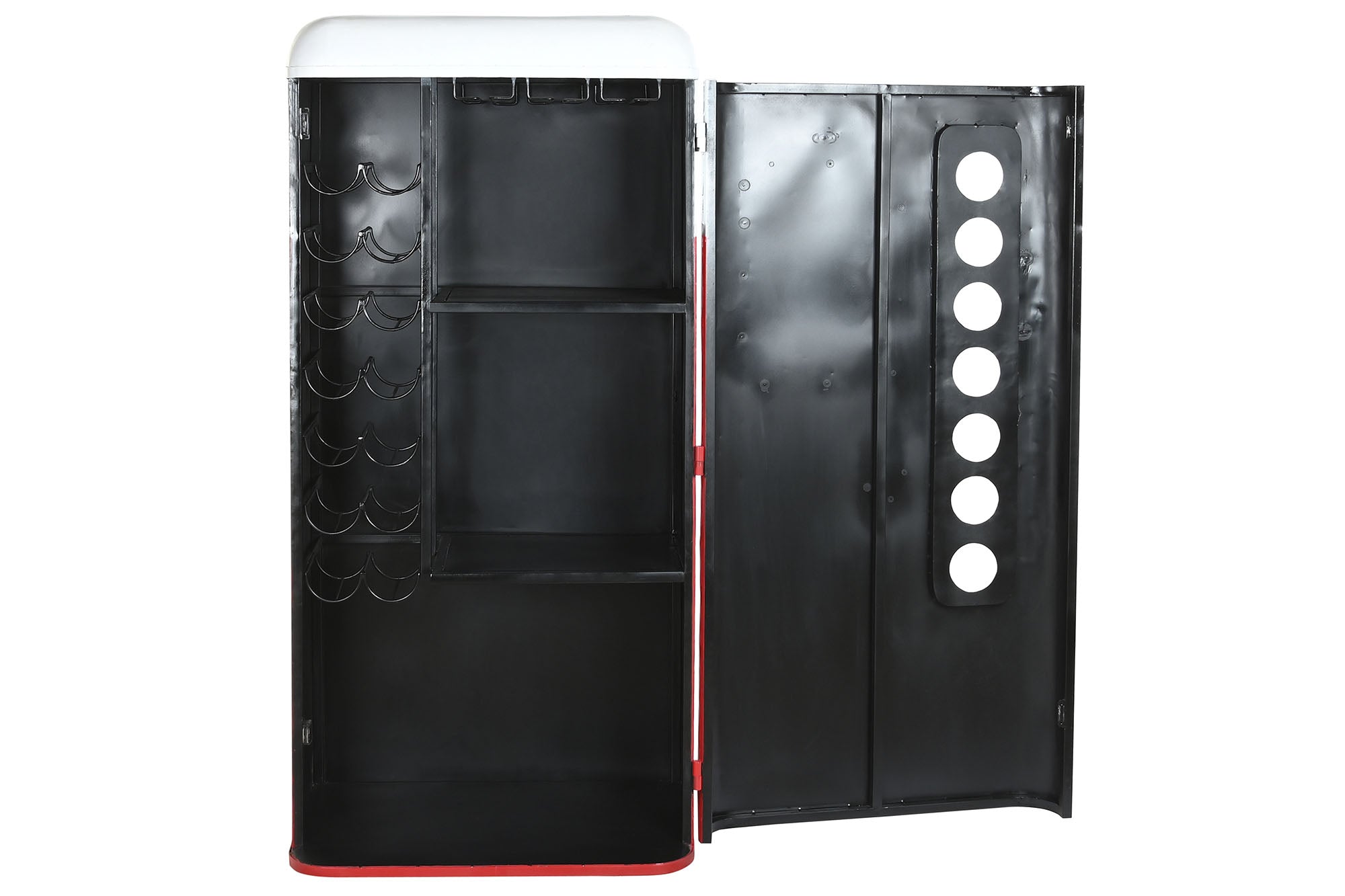 Porta-garrafas de ferro 70X44X151 com cauda vermelha desgastada